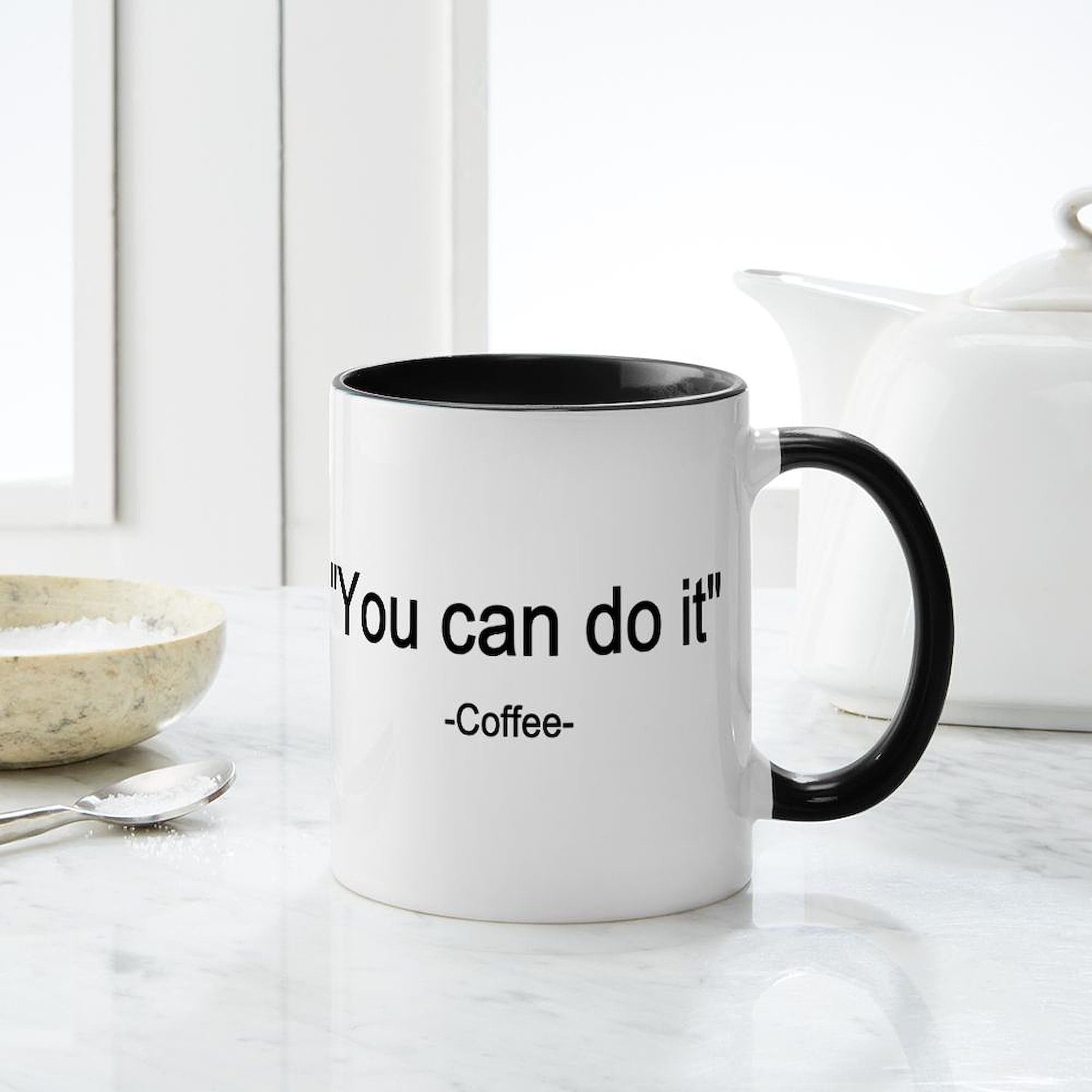 CafePress 'Coffee You Can Do It!' 11 oz (325 ml) Ceramic Coffee Mug - Motivational Gift for Office, Home & Coffee Lovers