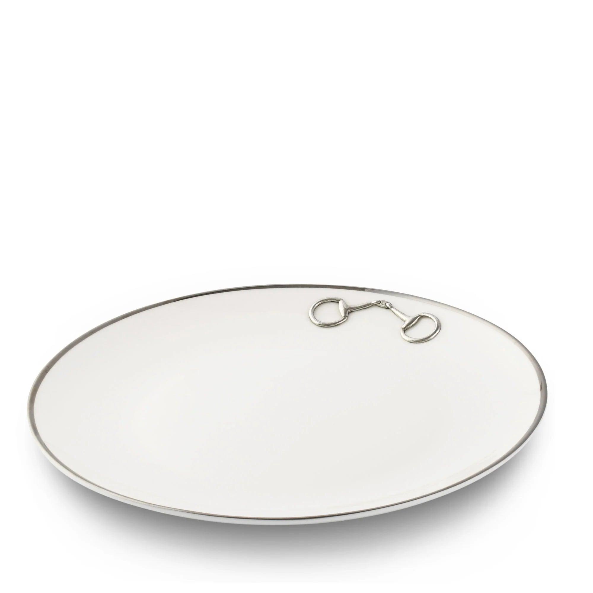 Premium Snaffle Bit Platinum Dinner Plate - Elegant Tableware for Fine Dining, Weddings & Special Occasions