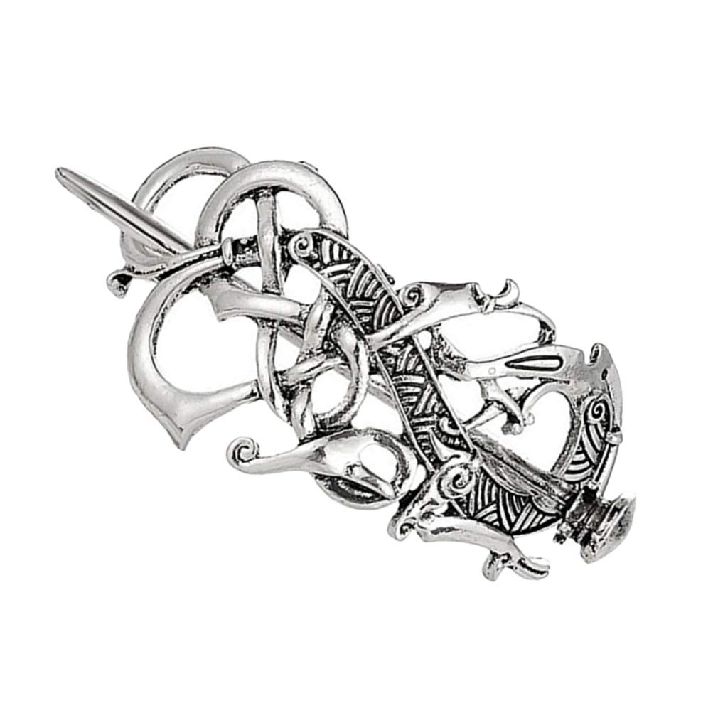 FRCOLOR Celtic Knot Hair Clip - Silver Viking Hair Pin for Women & Girls | Retro Hair Slide Stick for Braids, Updos & Medieval Costumes