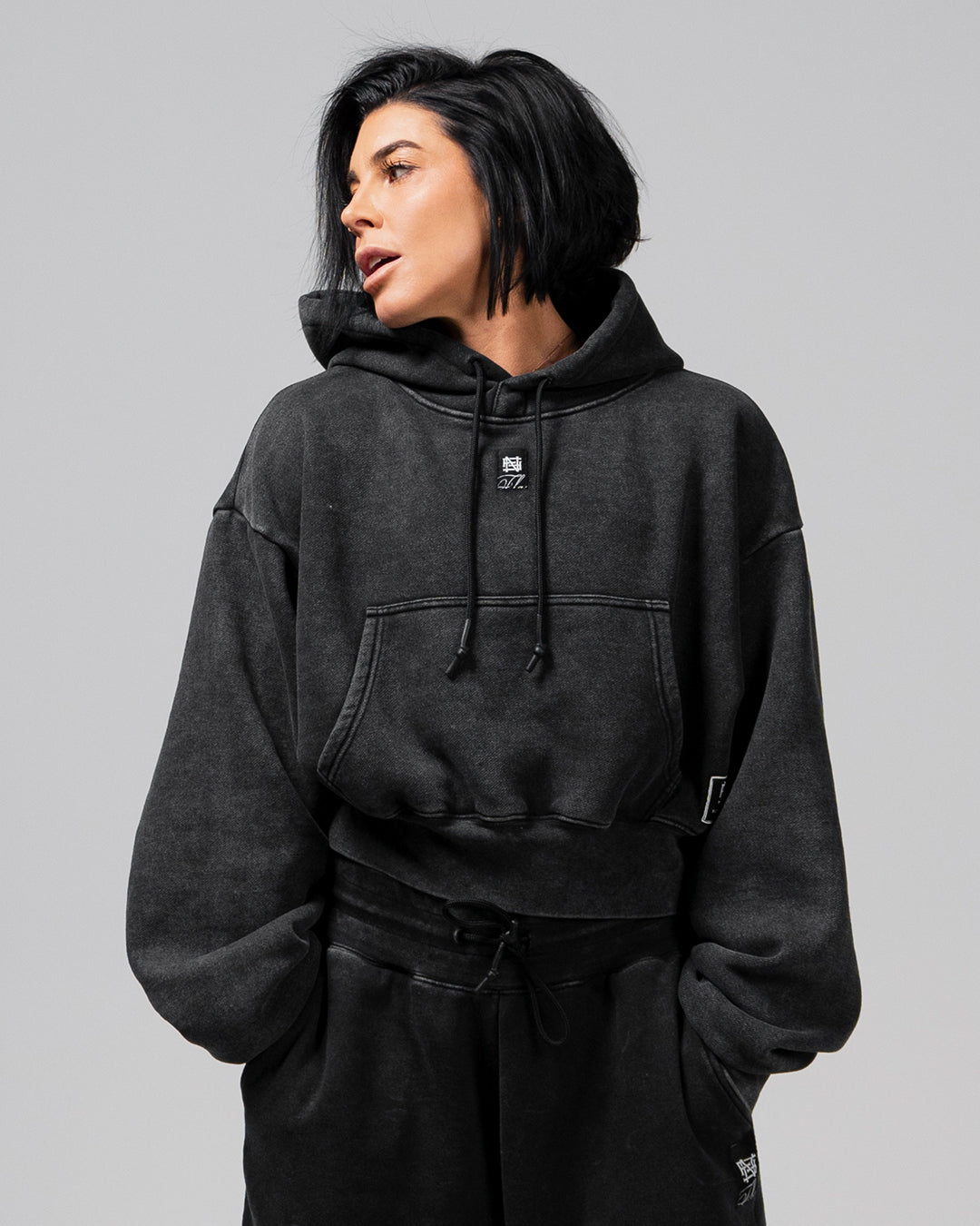 Women's Oversized Crop Hoodie - Acid Wash Distressed Style - Casual Streetwear for Women - Perfect for Loungewear, Gym, and Outdoor Activities