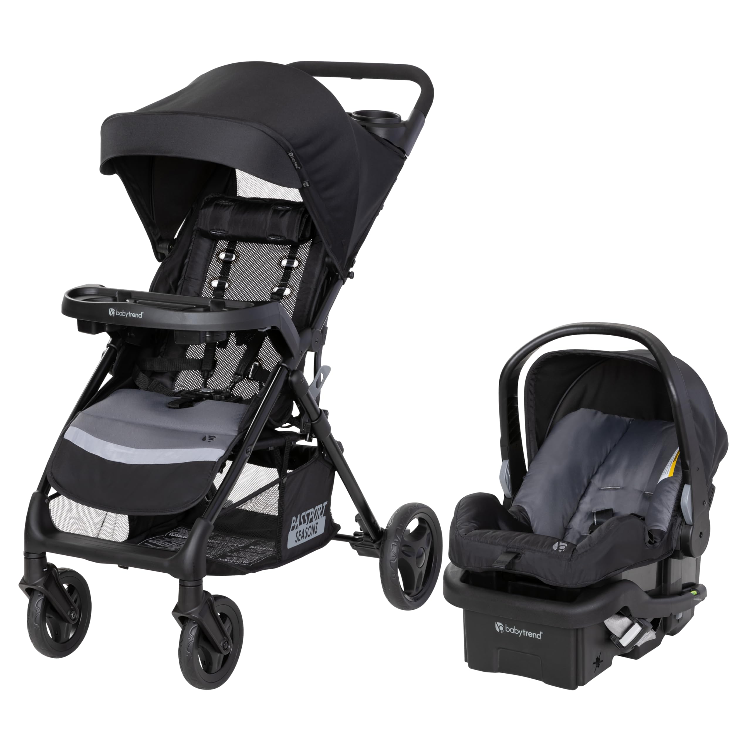 Baby Trend Passport Seasons Travel System with EZ-Lift™ Infant Car Seat - Lightweight Stroller & Safe Car Seat Combo for Newborns | Perfect for Air Travel, Shopping & Daily Outings (Journey Black)
