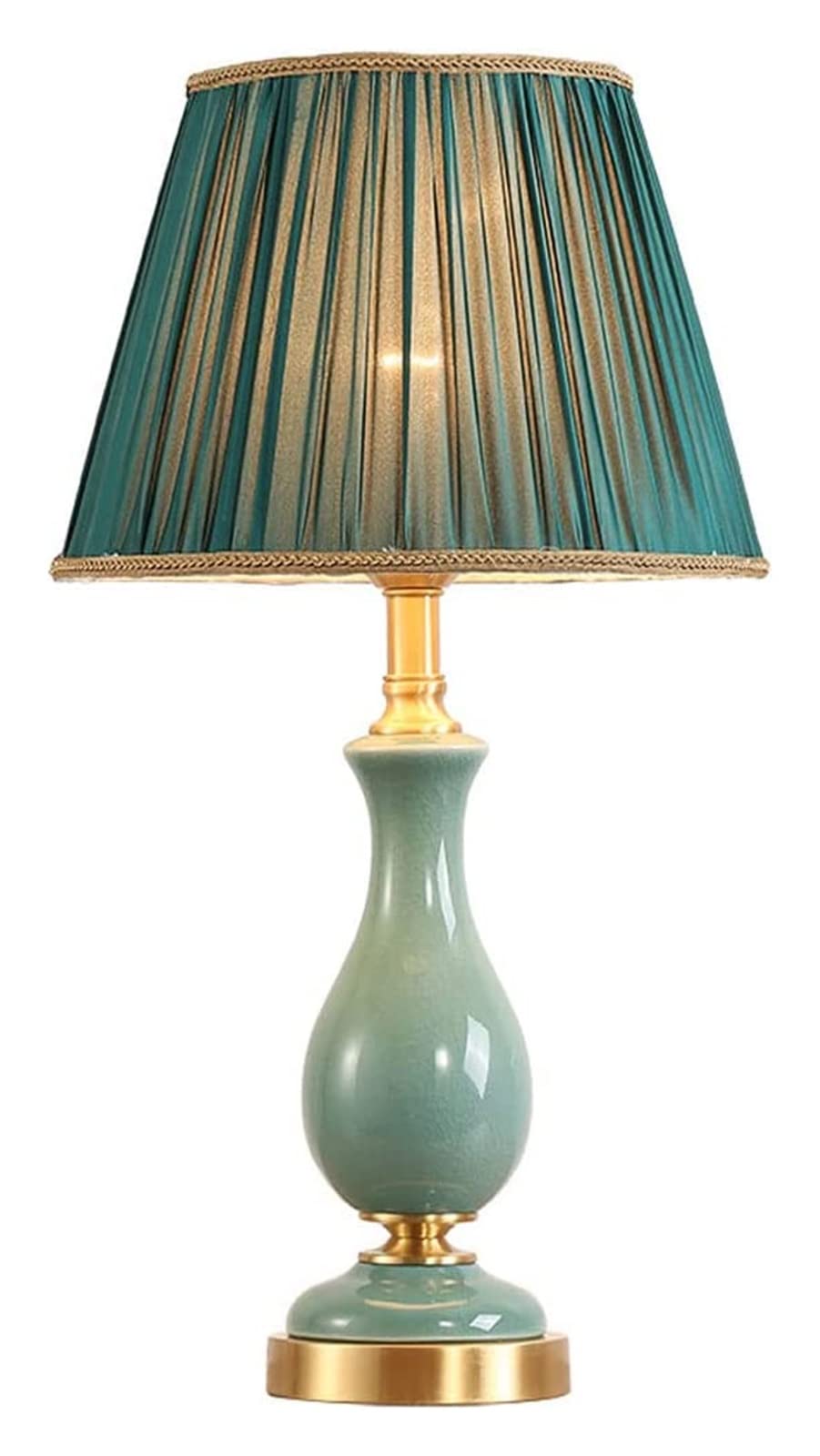 Cracked Ceramic Table Lamp - All Copper Green Decorative Desk Light for Bedroom, Living Room, Study & Office | Cozy Home Lighting for Reading & Relaxation