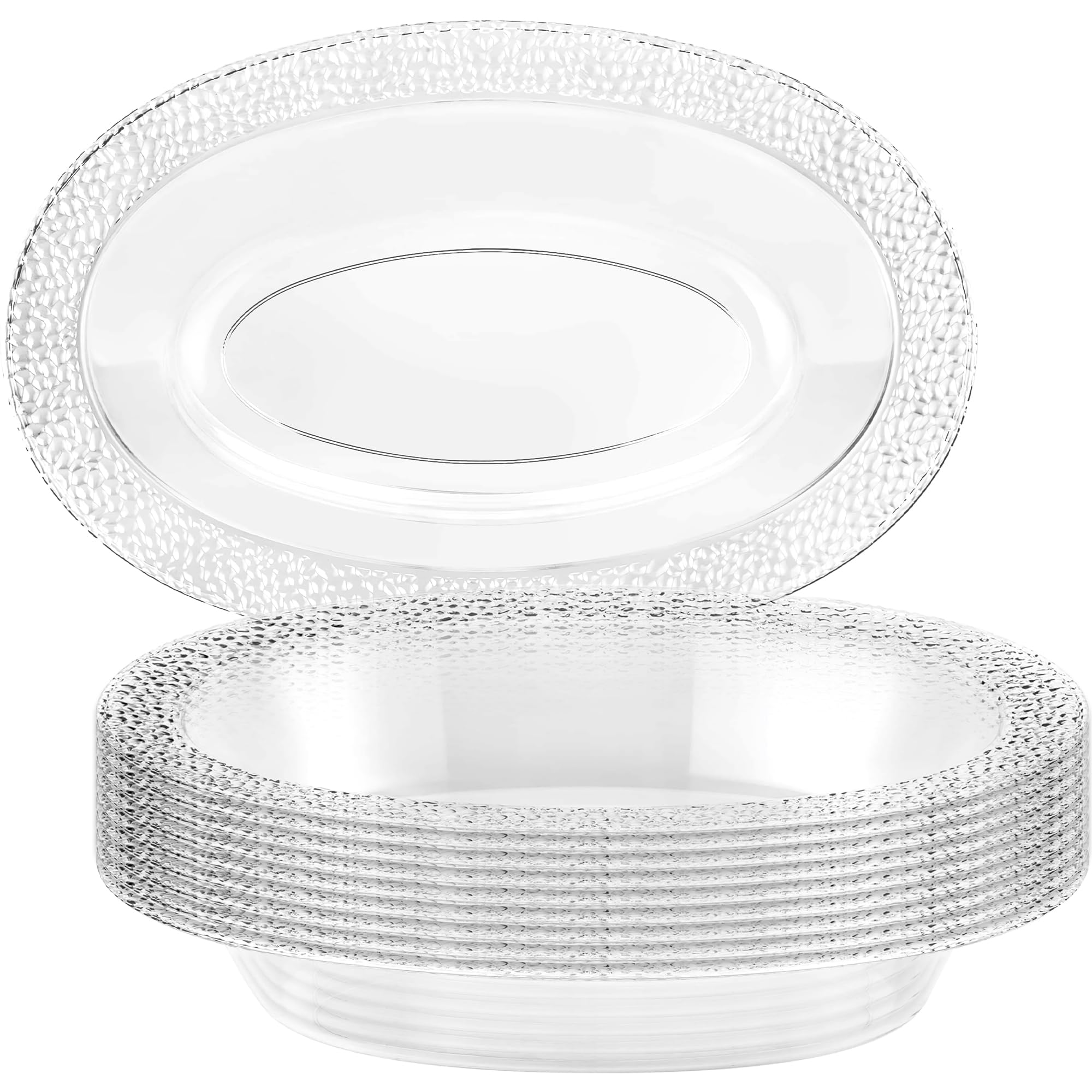 Lillian 7oz Clear Pebbled Plastic Bowls - Pack of 10 for Party Serving