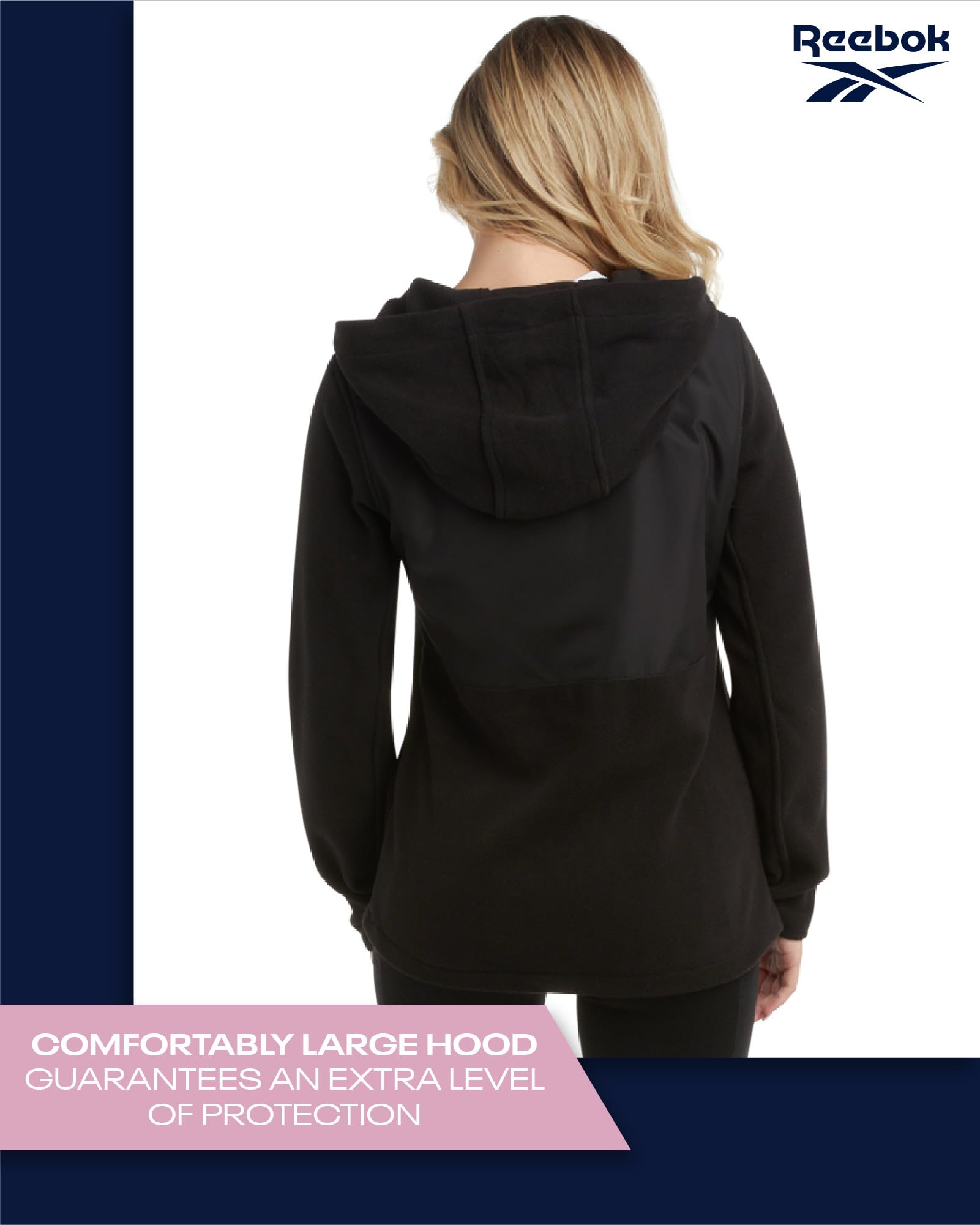 Reebok Women's Polar Fleece Jacket - Lightweight Sweatshirt Coat for Outdoor Activities & Casual Wear (Sizes S-XL) - Perfect for Hiking, Running & Everyday Comfort