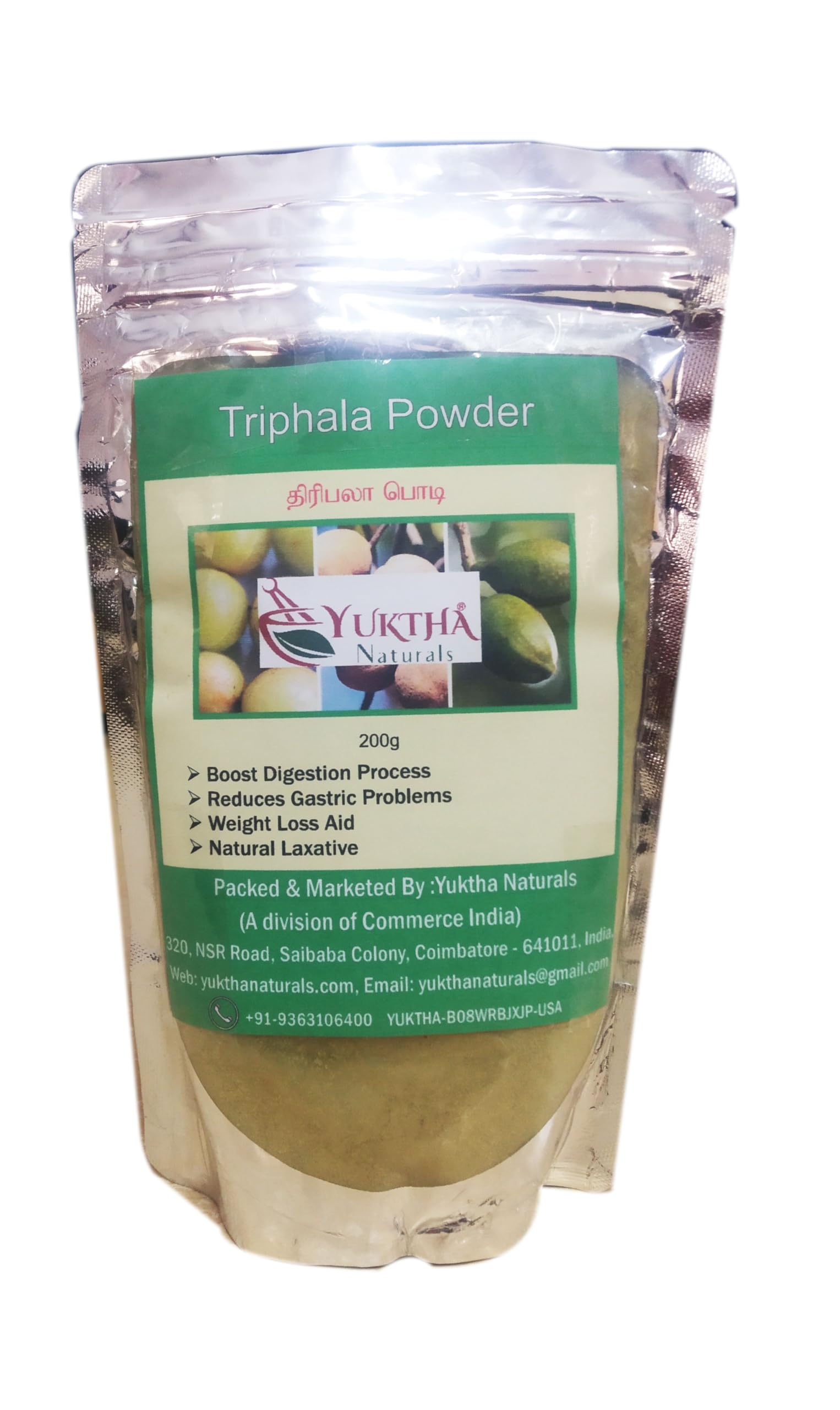 Organic Triphala Powder (Triphala Churna) - 200g/7.05oz | Ayurvedic Digestive Support | Herbal Supplement for Detox, Immunity & Gut Health | Perfect for Tea, Smoothies & Daily Wellness Routine