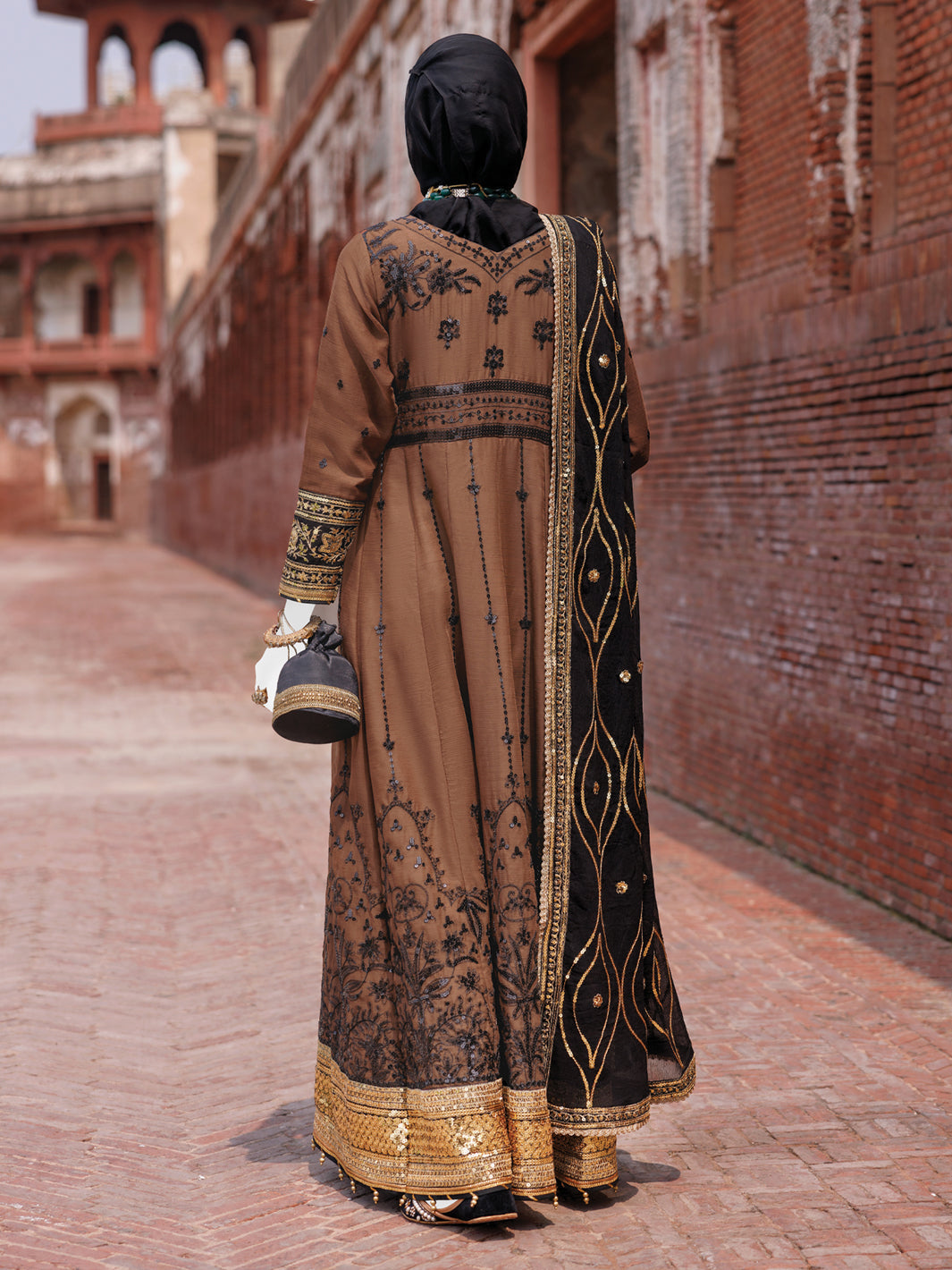 Elegant Chiffon Brown Stitched Suit by J. Junaid Jamshed - Perfect for Weddings, Parties & Formal Occasions