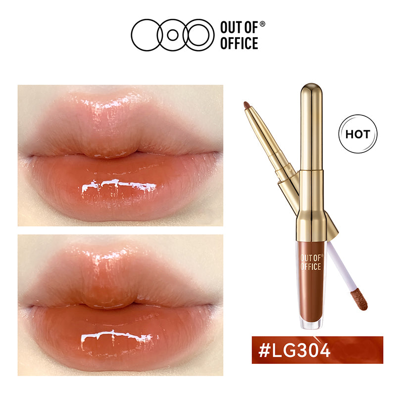 OUT OF OFFICE Dual Ended Essence Water Lip Gloss Pen - Hydrating & Shiny Lip Makeup for Day & Night Wear - Perfect for Office, Date Night and Special Occasions