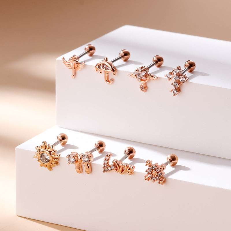 20G Small Umbrella Upper Lobe Conch Stud Earrings - Dainty Cartilage Piercing Jewelry for Women | Perfect for Everyday Wear, Parties & Special Occasions
