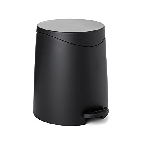 Premium Small Black Trash Can for Bathroom, Office & Kitchen - Odor Control & Space Saving Waste Bin for Home & Commercial Use
