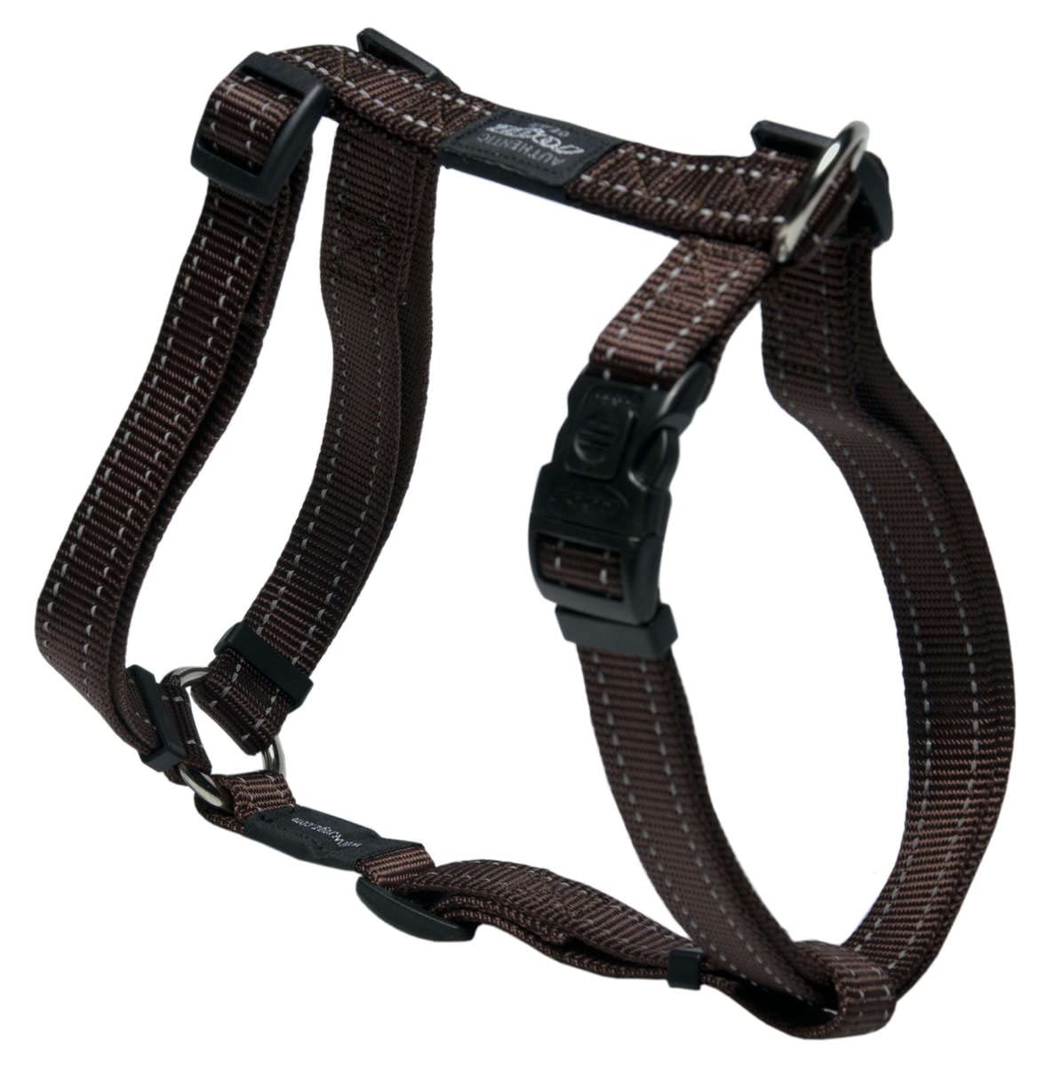 Reflective Adjustable Dog H Harness for Extra Large Dogs - Heavy Duty No-Pull Pet Vest with Padded Chest, Matching Collar & Leash (Brown) - Perfect for Night Walks, Jogging, and Outdoor Adventures