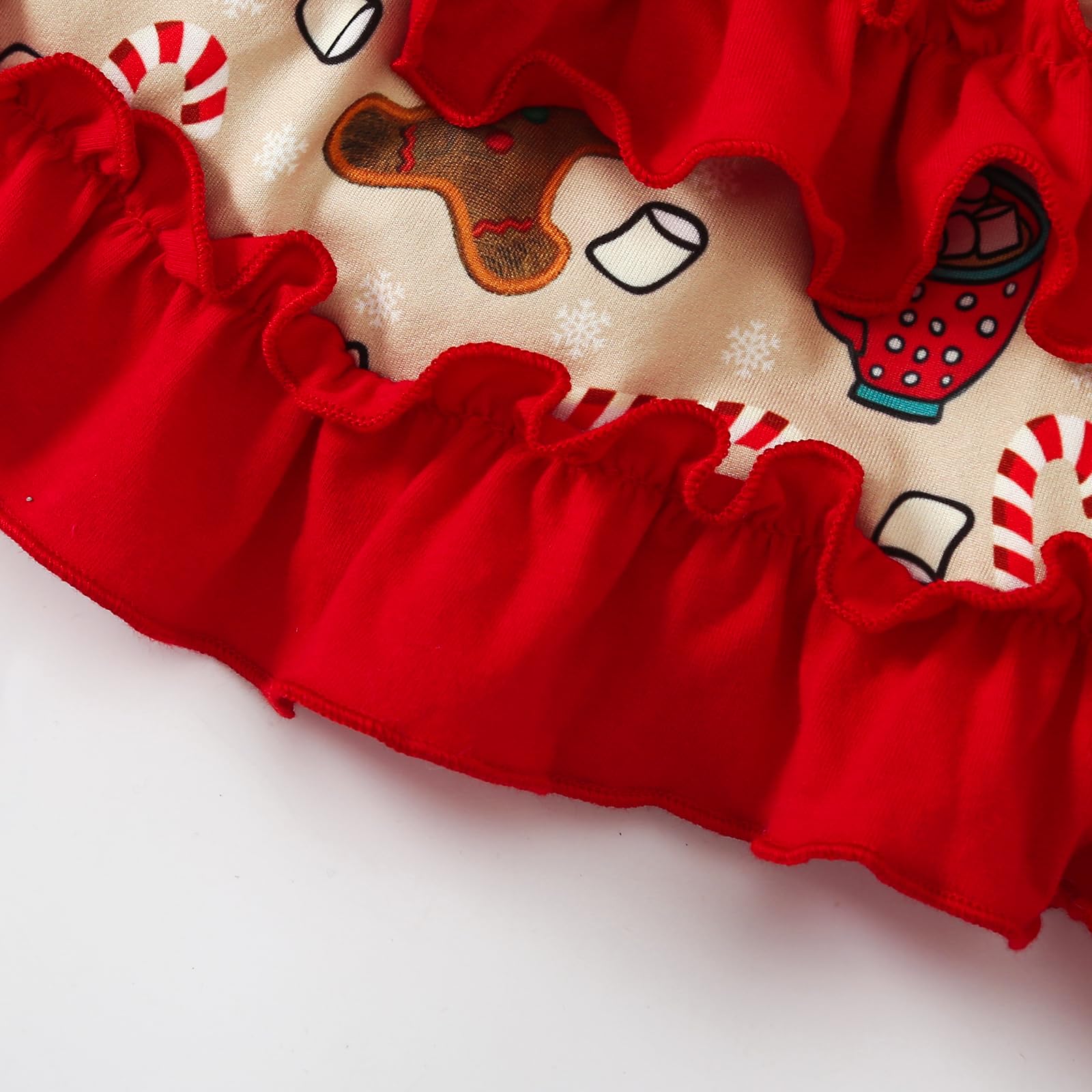 Gingerbread Man Christmas Dress for Toddler Girls - Flared Sleeve Ruffled Holiday Dress with Candy Cane Print | Perfect for Xmas Parties, Family Photos & Holiday Events