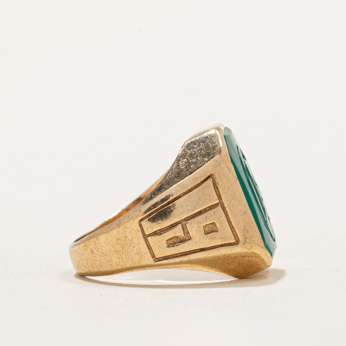 Engraved Chalcedony Signet Ring - 2.00ct Natural Gemstone, Size 2.5 - Elegant Jewelry for Men & Women, Perfect for Weddings, Anniversaries & Gifts