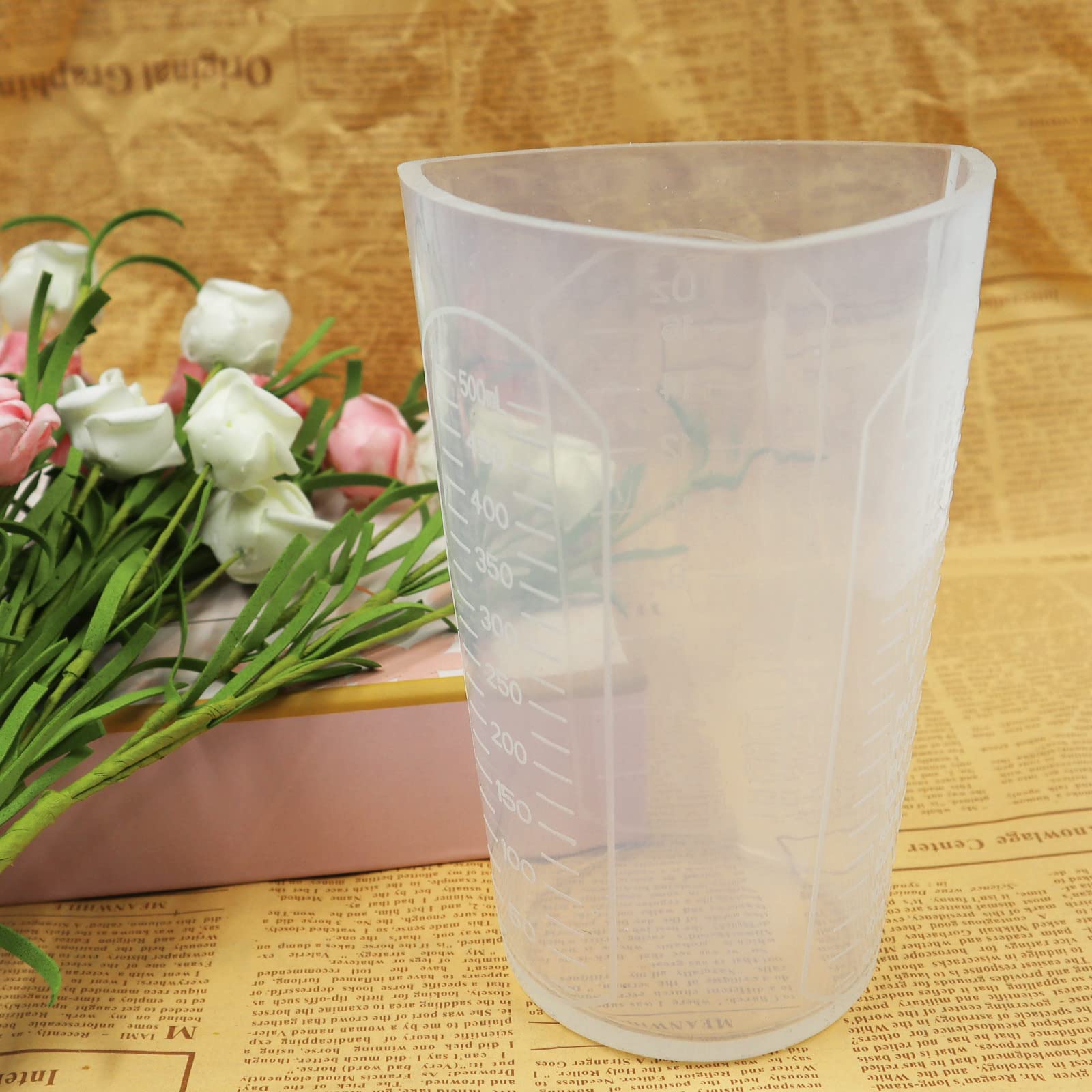 **Premium Silicone Resin Measuring Cups - 500ml Thick Non-Stick Mixing & Pouring Cups with 3 Measurement Units (Ounces, Milliliters, Grams) - Ideal for Epoxy Resin, Art Crafts, Baking & DIY Projects**