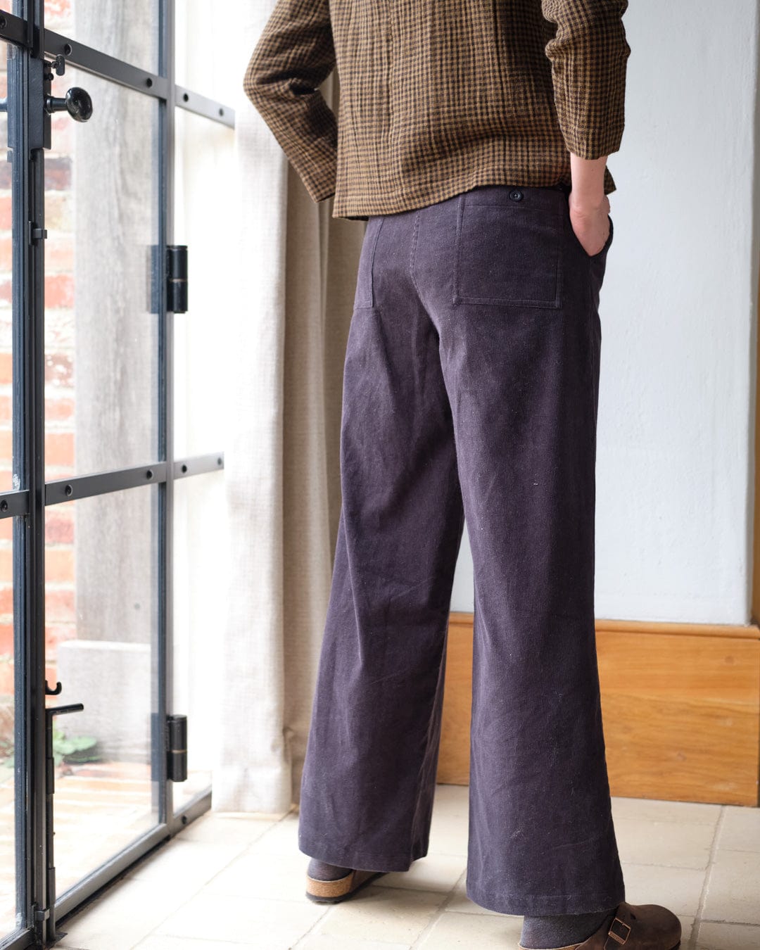 Harper Cotton Wide Leg Trousers for Women - Soft Grey Corduroy Pants | Comfortable High Waist Casual Pants for Work, Office & Everyday Wear