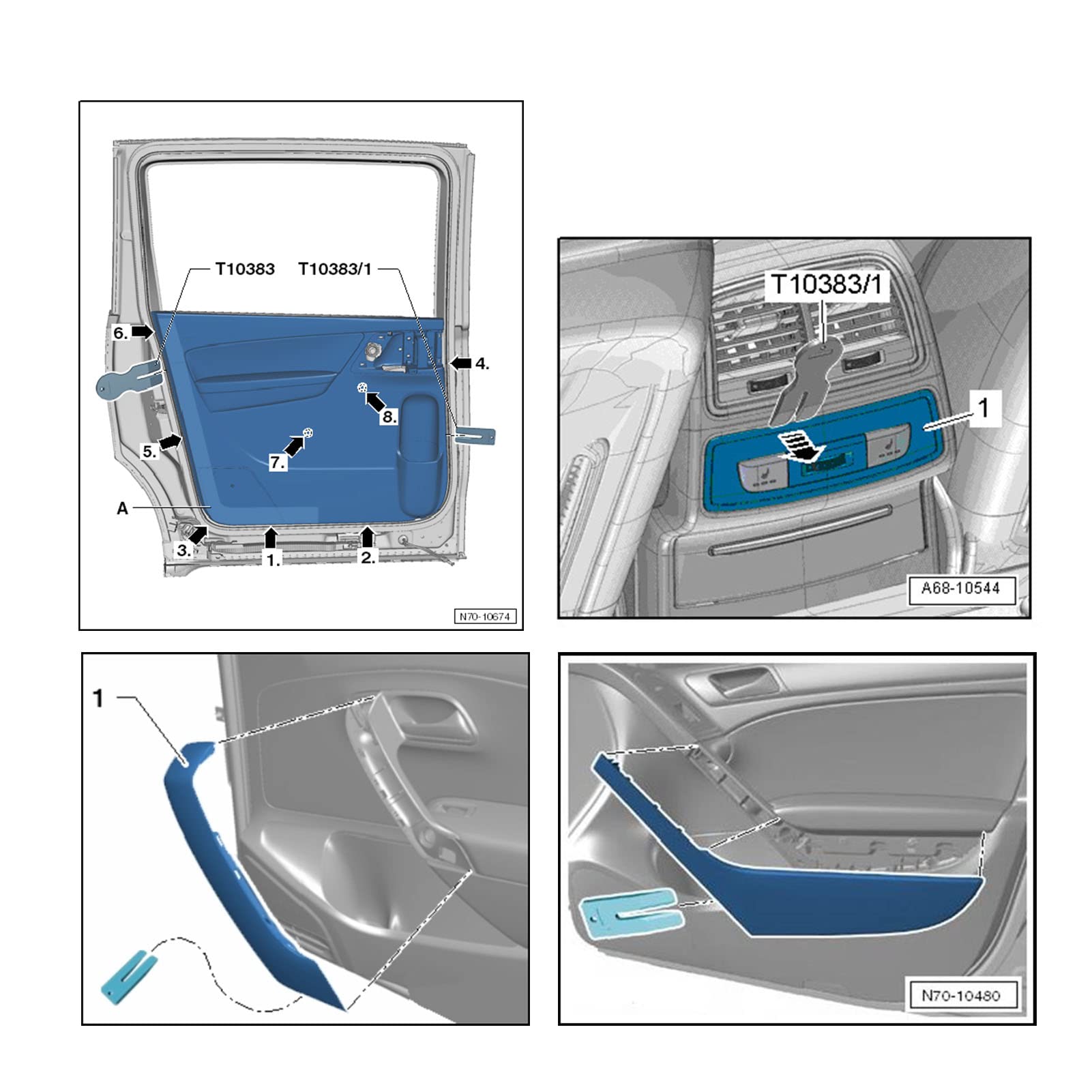 3pcs Car Door Trim Wedge Panel Clip Removal Tool Set (T10383, T10383-1, T10383-2) - Professional Auto Interior Panel Repair Kit for Door Panel Removal & Installation