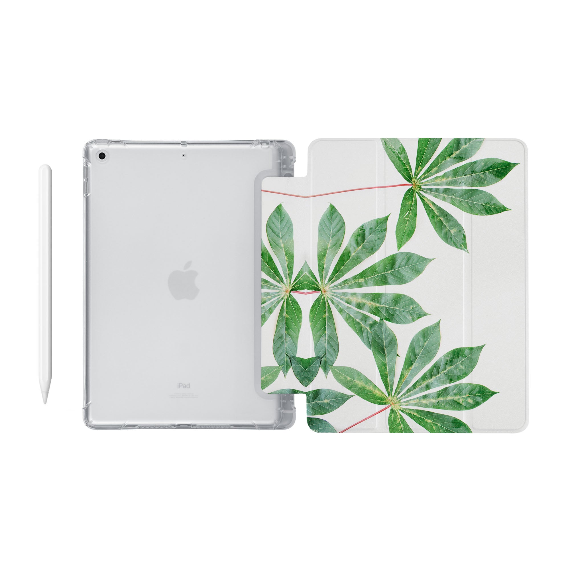 iPad See-Through Case with Flat Flower Design - Slim Protective Cover for iPad Air/Pro/Mini - Perfect for School, Work & Travel