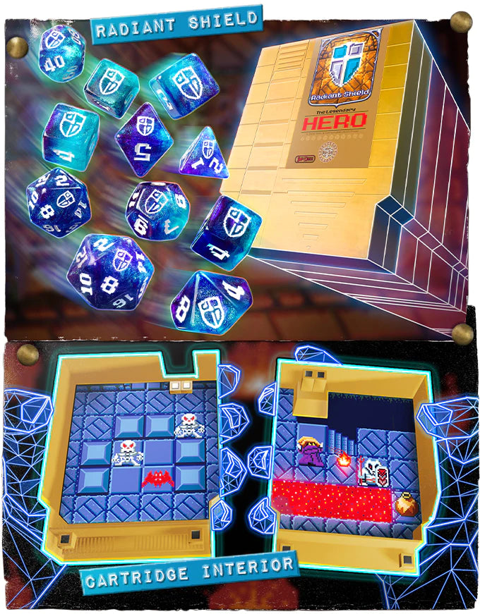 1UP Dice Polyhedral Set: Radiant Shield - 7-Piece RPG Dice for Dungeons & Dragons, Pathfinder, MTG - Perfect for Tabletop Gaming, D&D Campaigns & Collectors