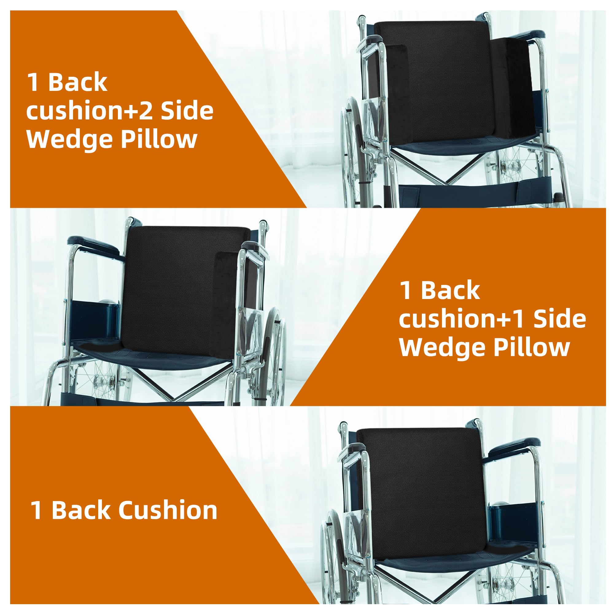 HOMBYS Lateral Support Wheelchair Cushion - Adjustable High Density Foam Back Support with Side Bolsters - Lumbar Pillow for Low Back Pain Relief - Ideal for Office Chairs, Wheelchairs & Home Use