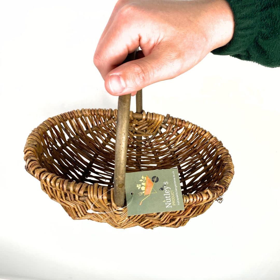 Nutley's Small Rustic Willow Vegetable Trug Basket - Handwoven Harvest Basket for Farmers Market, Picnics & Home Decor | Perfect for Fresh Produce, Bread & Floral Arrangements