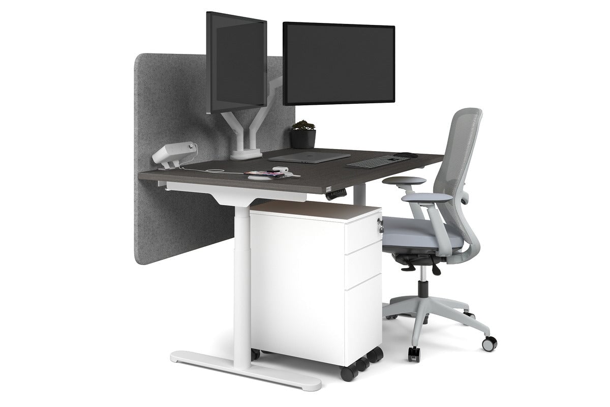 Flexi Premium Height Adjustable Single Workstation Desk - 1400L x 800W with Cable Management - Ergonomic Standing Desk for Home Office & Workspace