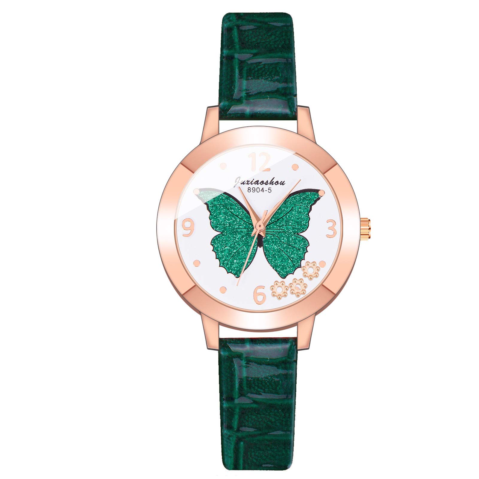Elegant Women's Leather Watch - Classic Analog Quartz Wristwatch with Green Genuine Leather Band (One Size) | Perfect for Office, Business Meetings & Formal Occasions