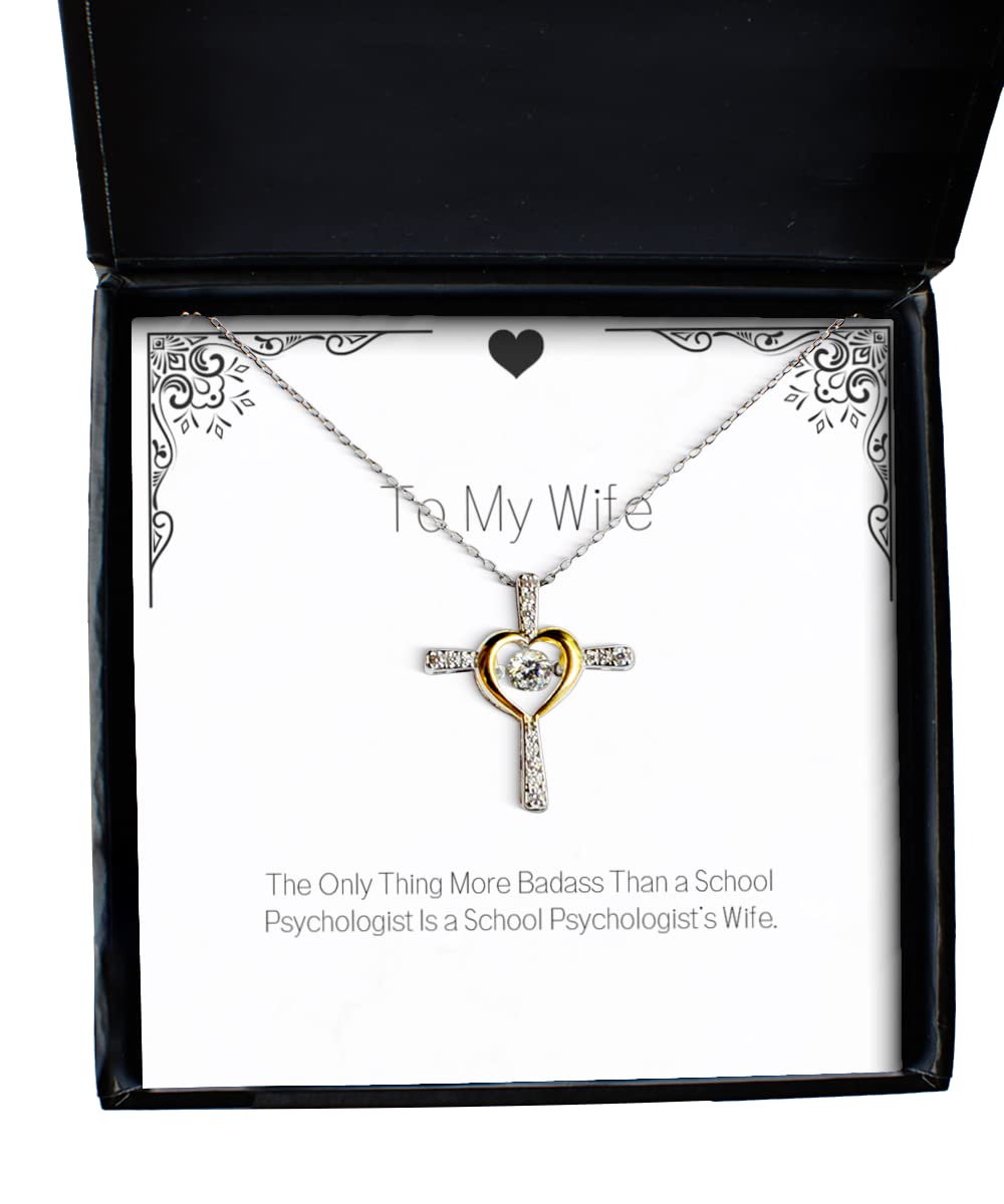 Badass Wife Necklace - Unique Cross Pendant Gift for Her - Perfect for Psychologists & Dancers