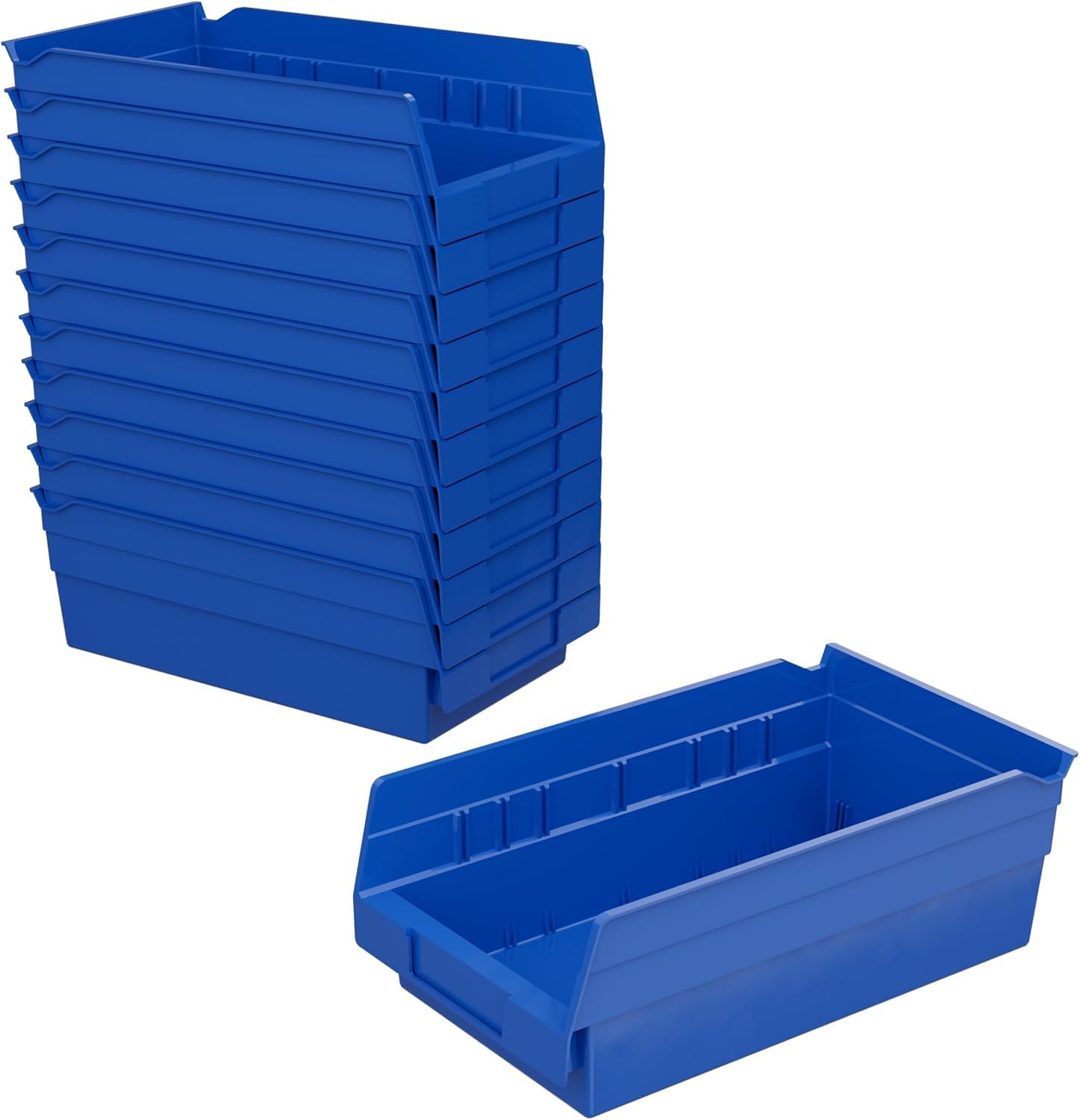 Akro-Mils 30130 Heavy Duty Plastic Shelf Bins - 12-Pack Blue Storage Organizers (12