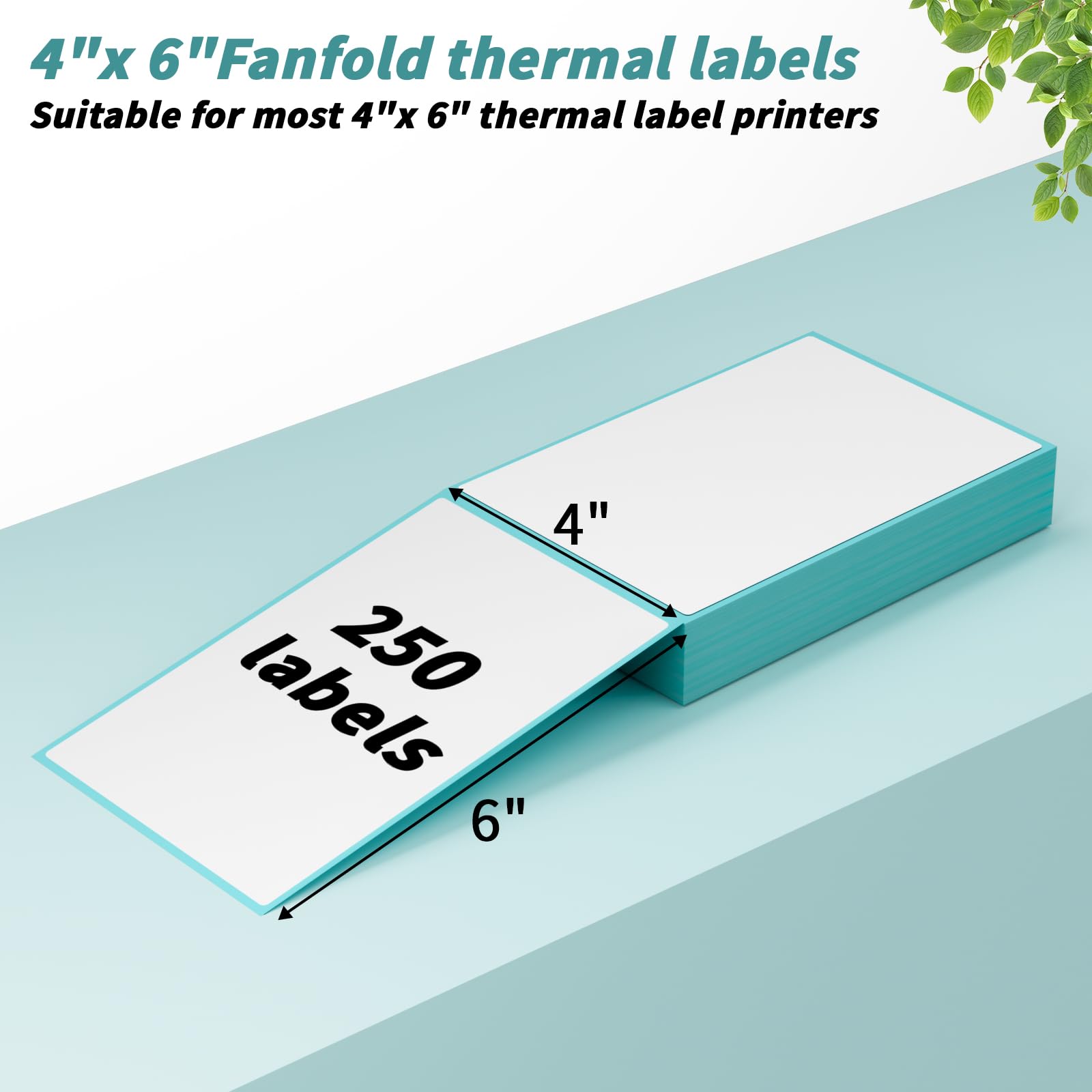 LabelMore 250 Fanfold 4 x 6 Thermal Shipping Labels - Commercial Grade Permanent Adhesive for Thermal Printers - Perforated Lines for Easy Tearing - Ideal for E-commerce, Logistics & Small Business Shipping Needs