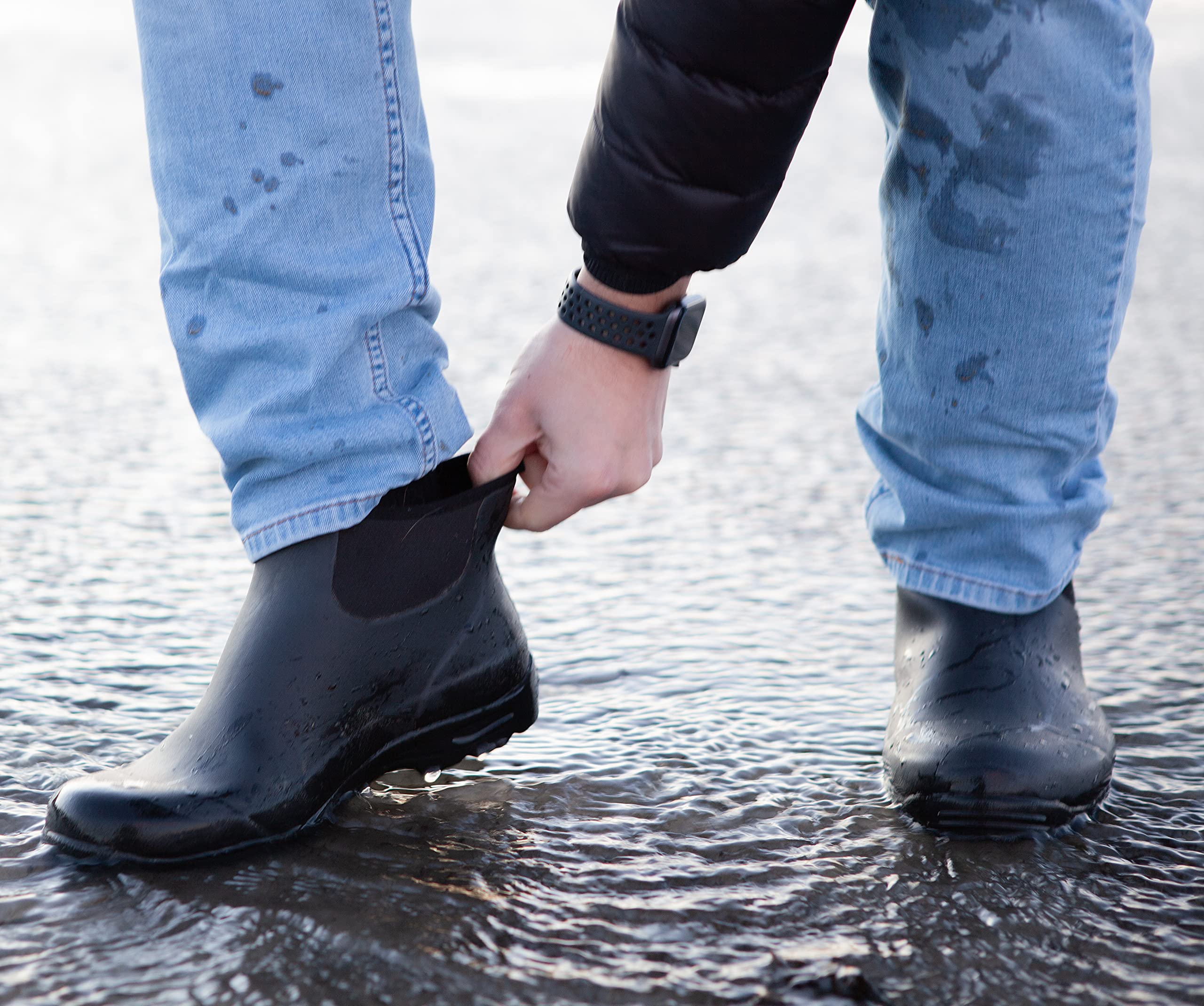 Men's Waterproof Slip-On Rain Boots by Pemberton - Comfortable & Durable for Outdoor Work, Hiking, and Wet Weather