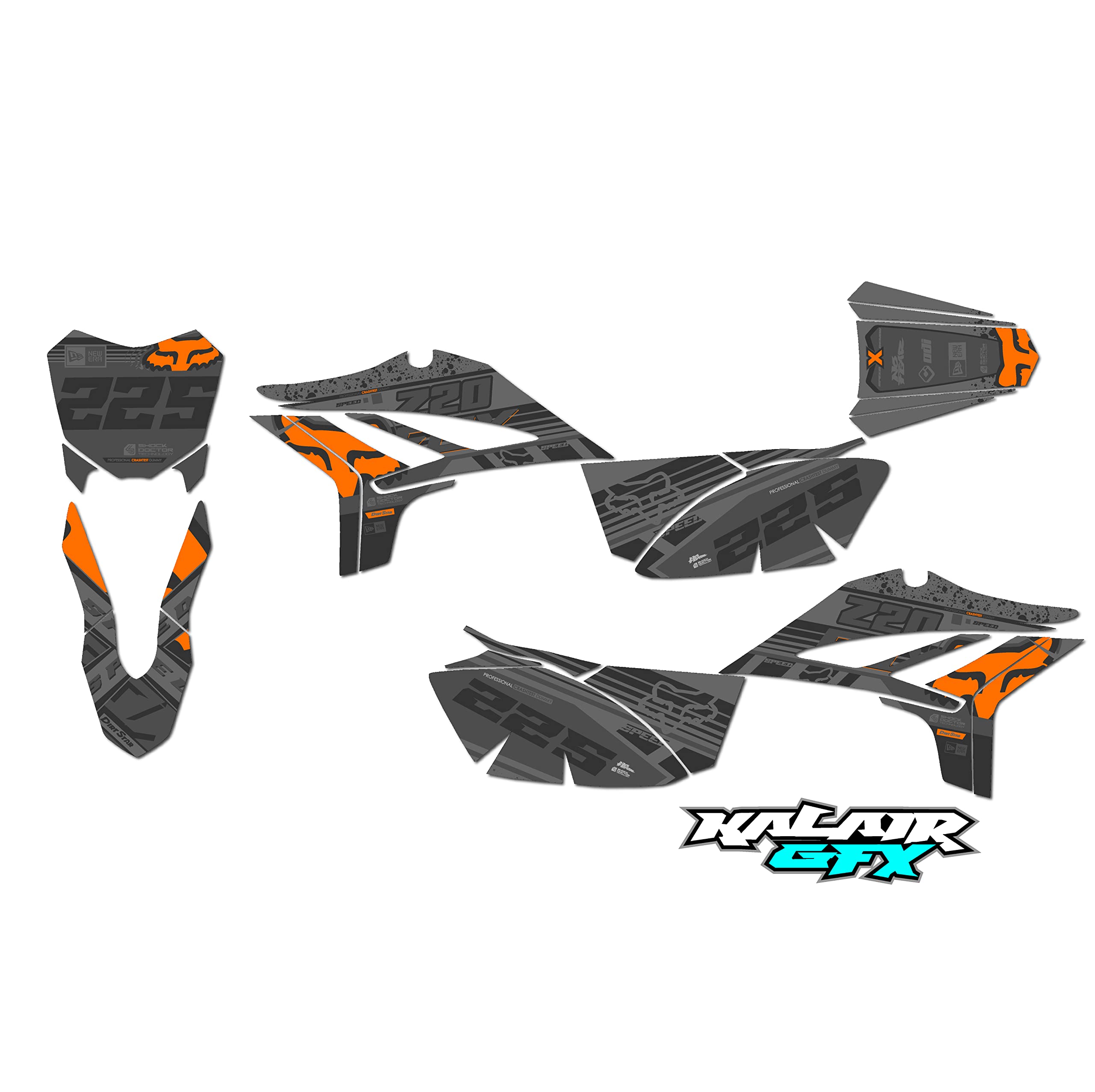 Kalair GFX Graphics Kit for Apollo RFZ Z20 Z40 Dirt Pit Bike - Orange 21 Mil Vinyl Stickers | Motocross Racing Decals for Motorcycles & ATVs | Durable Off-Road Accessories for Trail Riding & MX Tracks