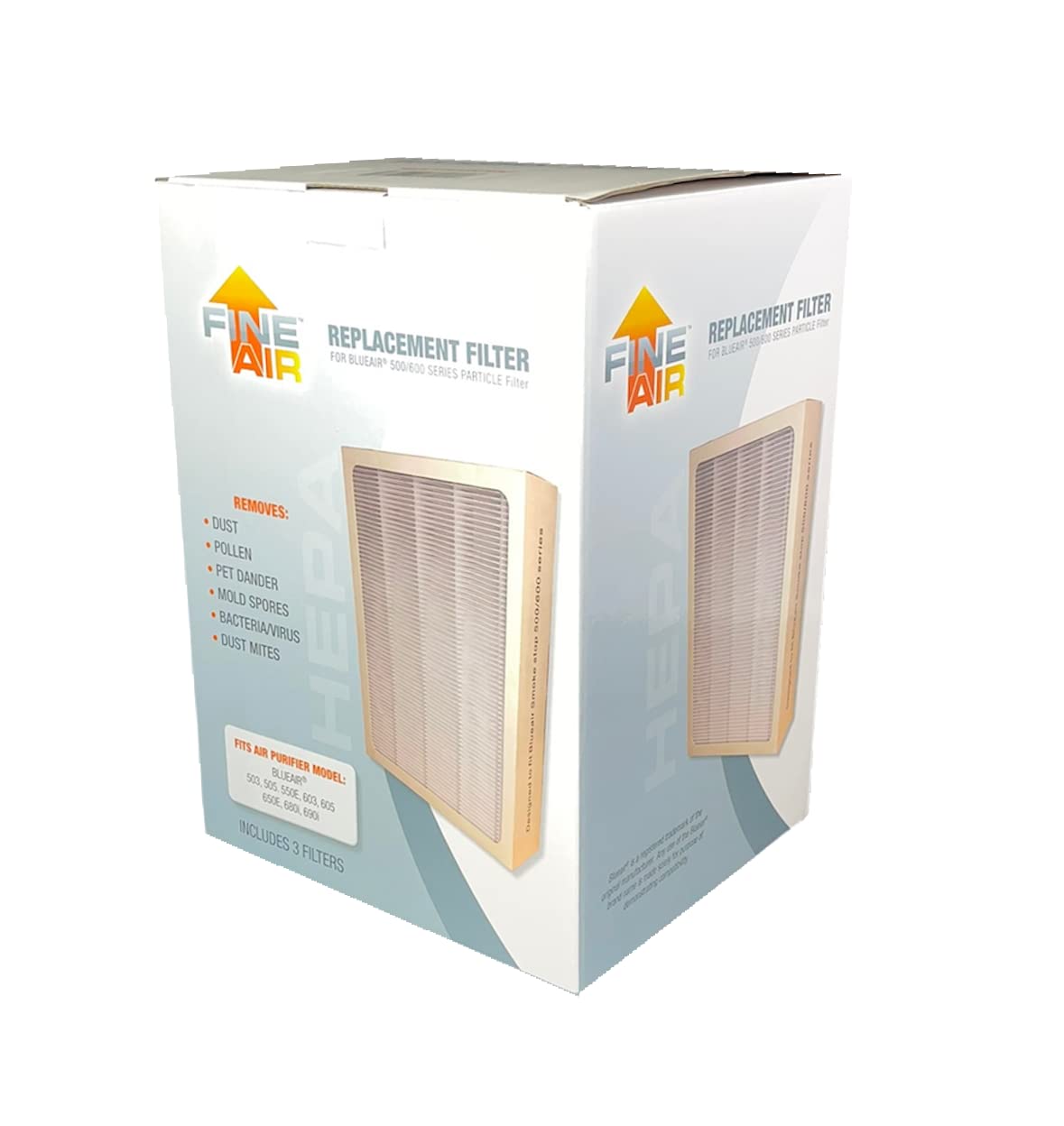 BlueAir 500/600 Series Compatible HEPA Replacement Filters (3-Pack) - High Efficiency Air Purifier Filters for Dust, Pollen, Pet Dander - Perfect for Home, Office & Allergy Relief