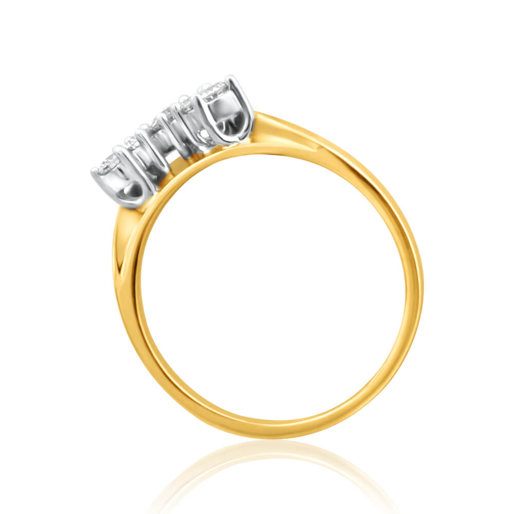 18ct Yellow Gold 1/5 Carat Diamond Ring with 5 Brilliant Cut Diamonds - Elegant Jewelry for Engagement, Wedding & Anniversary Gifts