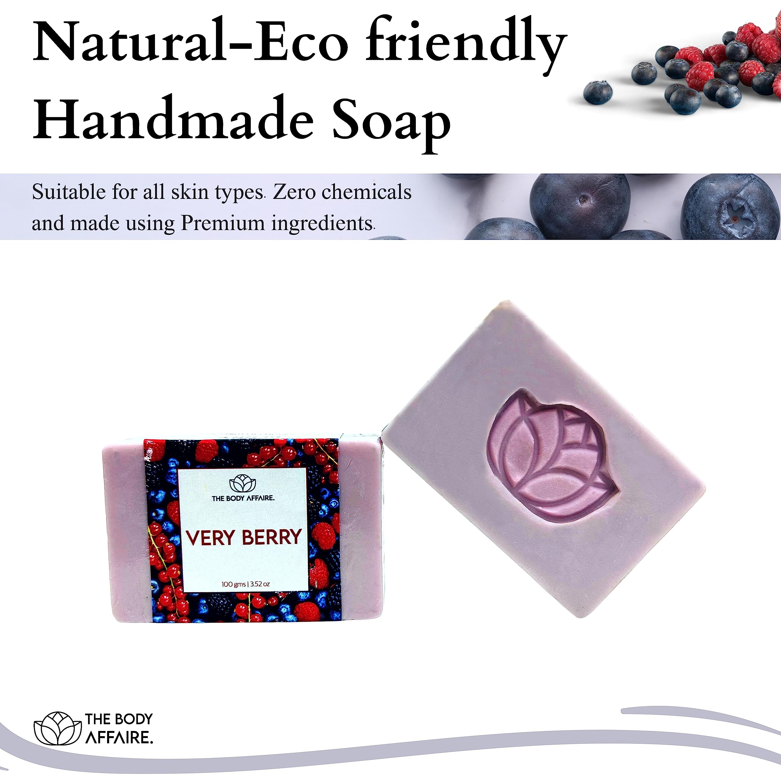 FORGANIK Handmade Soap by The Body Affaire - 100g Organic VERRY BERRY Scented Soap Bar for Sensitive Skin | Natural Moisturizing & Exfoliating | Perfect for Daily Bath, Spa & Gift Sets