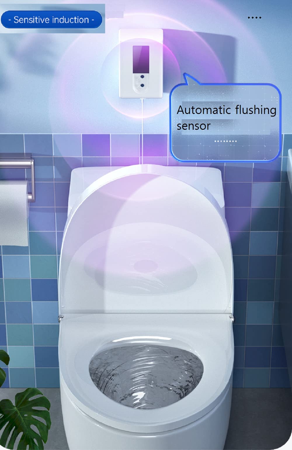 Automatic Motion Sensor Toilet Flush Kit - Hands-Free Touchless Toilet Flush Button, Auto-Flush Switch for Hygienic Bathroom Experience - Perfect for Homes, Offices, and Public Restrooms
