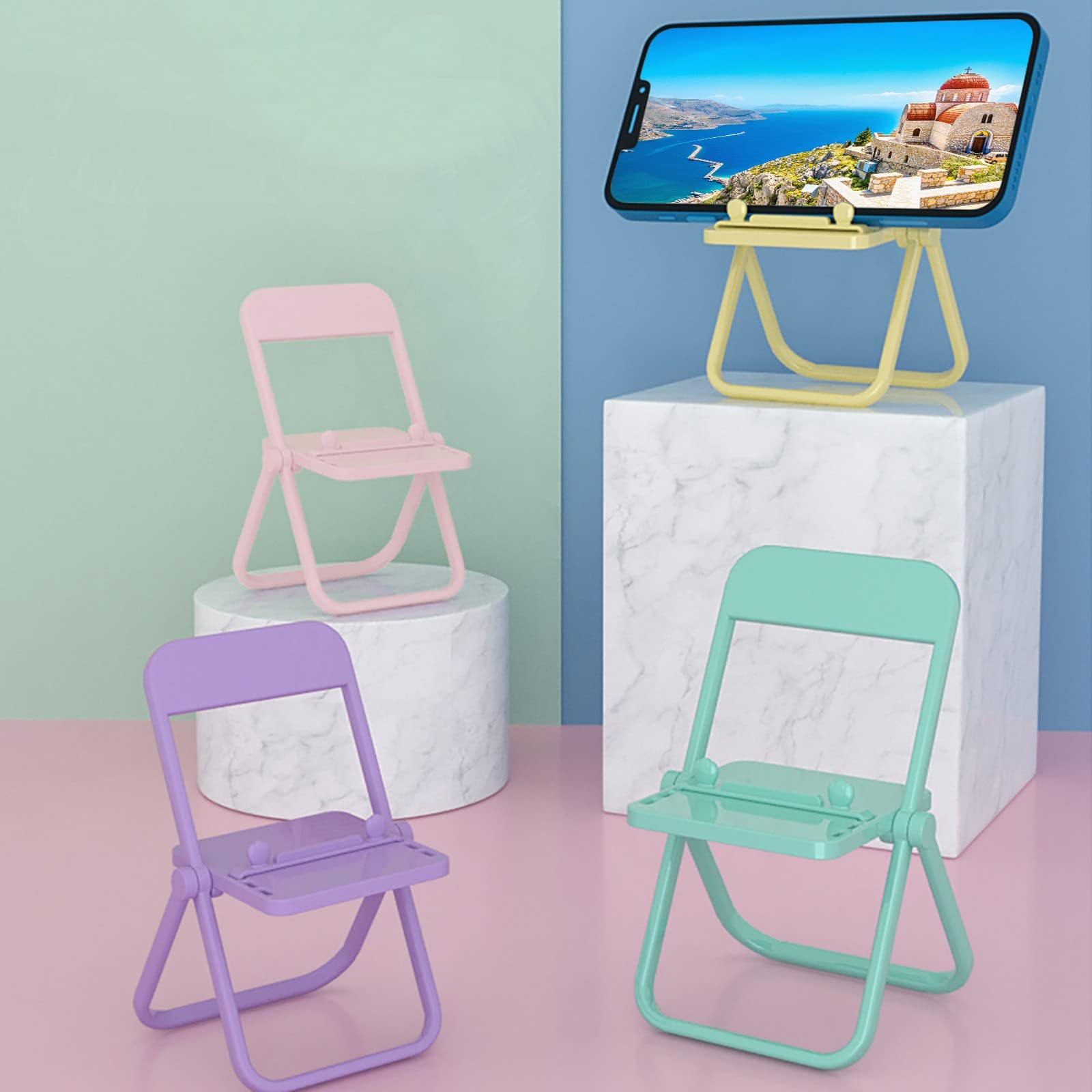 Mini Chair Phone Stand - Foldable Universal Holder for Desk & Tablet - Green
