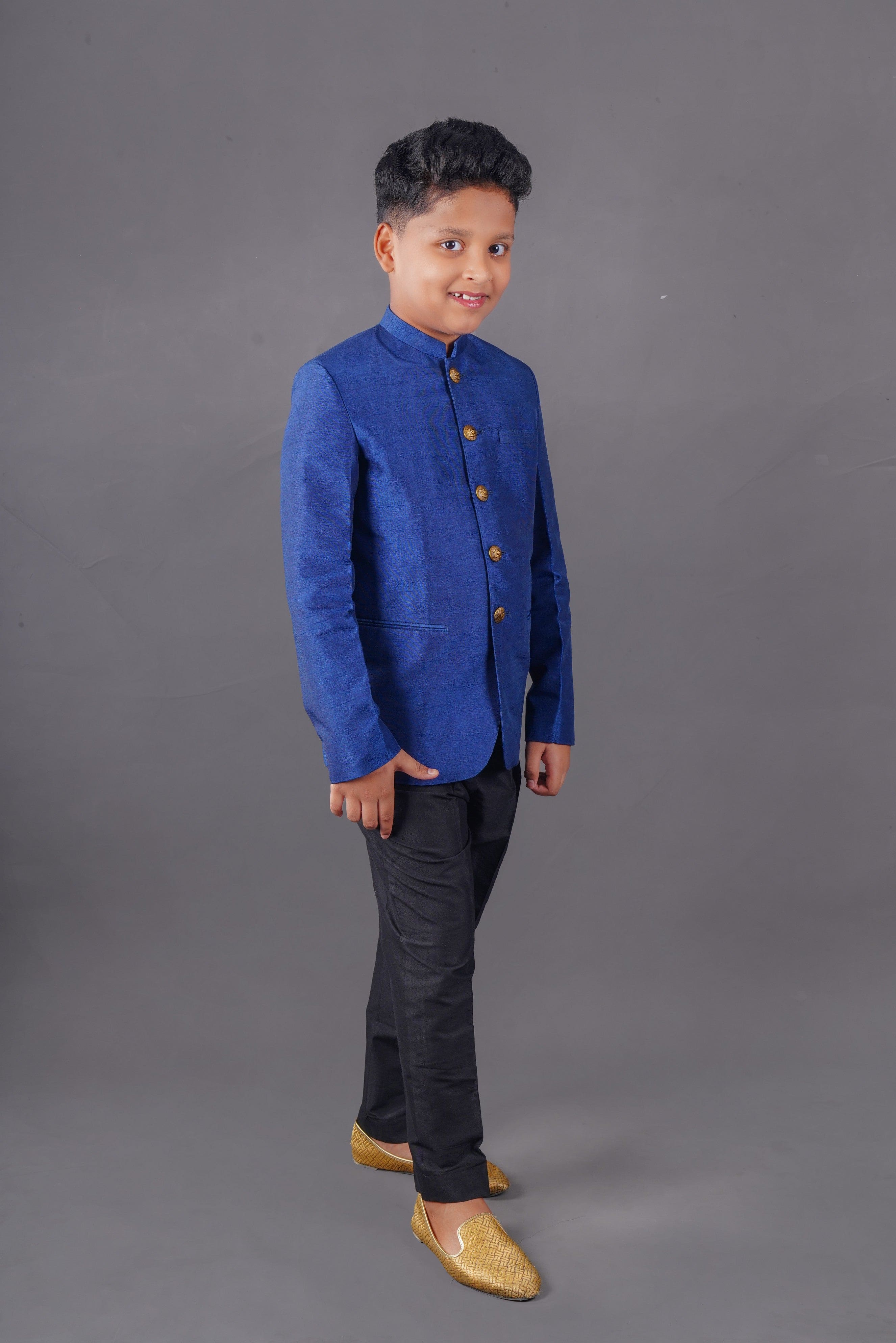 Pre Order: Stylish Blue Bandhgala Suit with Matching Pants for Men – Perfect for Weddings, Parties & Formal Events