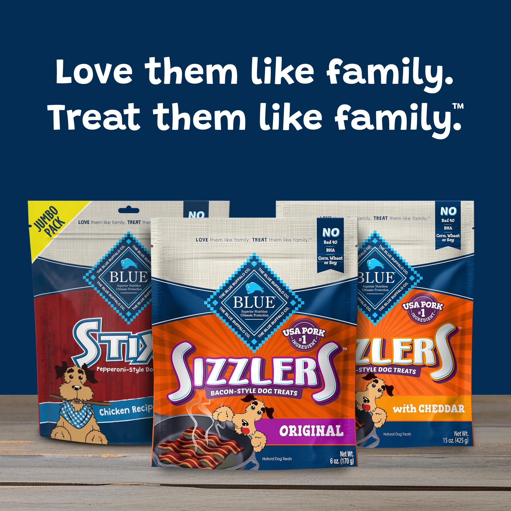 Blue Buffalo Sizzlers Natural Soft Dog Treats with Real USA Pork - Bacon Flavor, 6oz Bag - Healthy Training Rewards & Snacks for Dogs