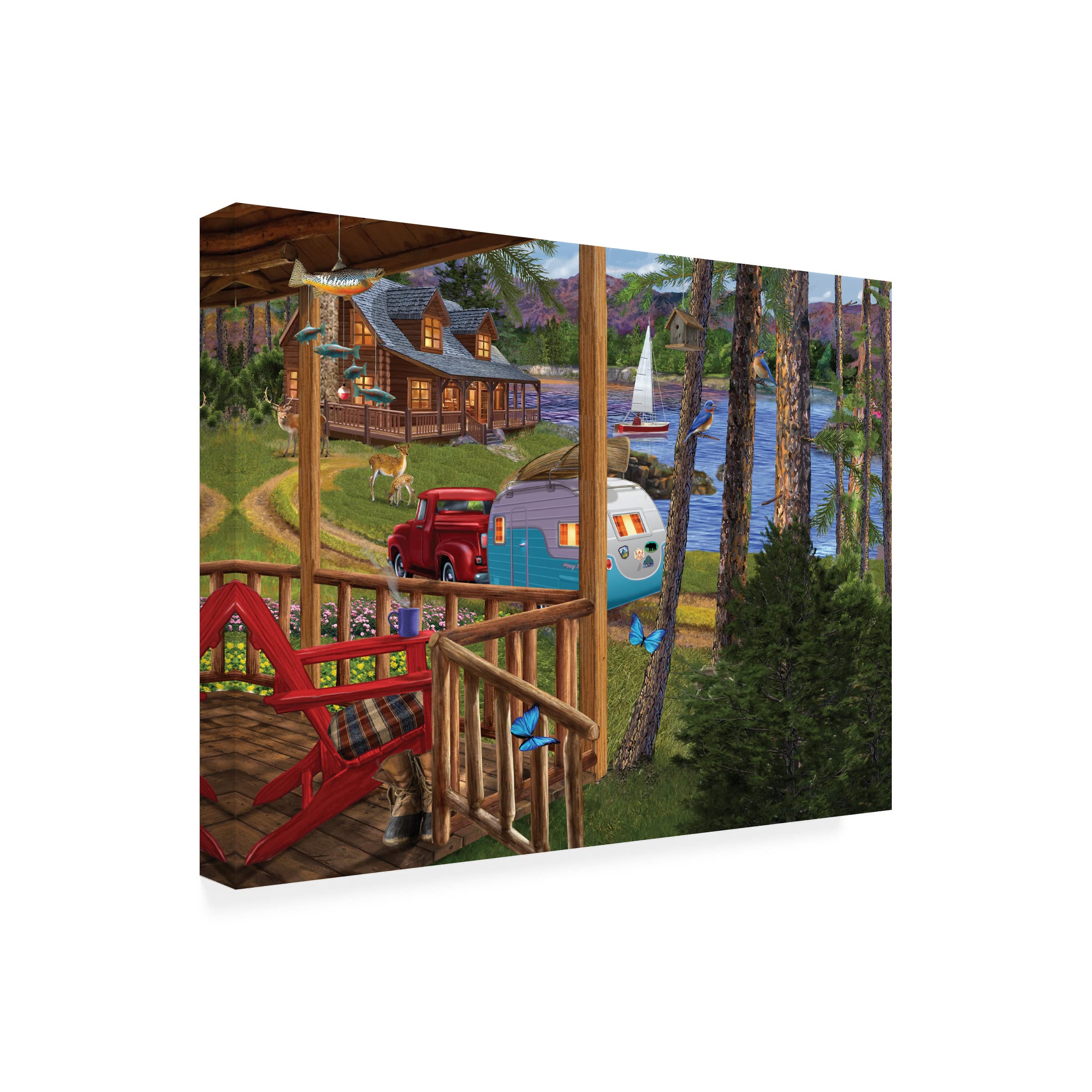 Trademark Fine Art 'Porch Life 2' Canvas Wall Art Print by Bigelow Illustrations - Perfect for Living Room, Bedroom & Office Decor