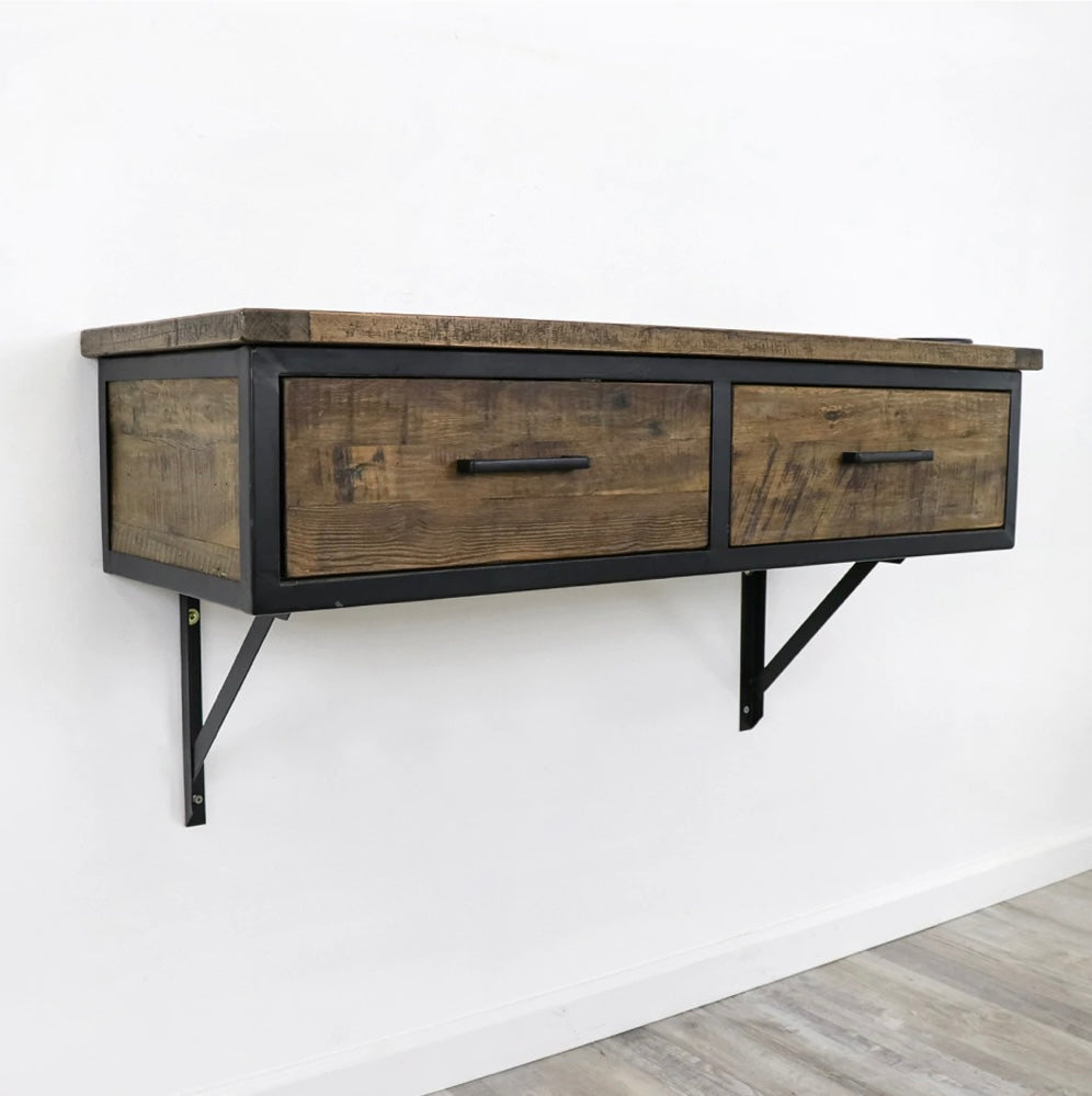 Reclaimed Wood Wall Mounted Station - Rustic Entryway Organizer for Keys, Mail & Essentials | Perfect for Farmhouse, Industrial & Modern Home Decor