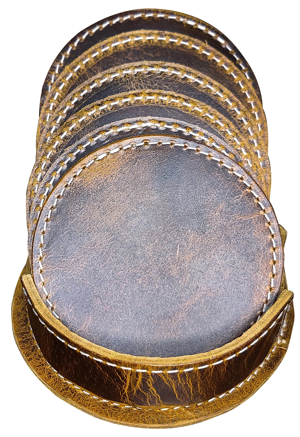 Premium Leather Drink Coasters Set - Handmade Absorbent Coasters for Coffee, Tea & Beverages - Perfect for Home, Office, Bar & Kitchen Decor - Unique Housewarming Gift Idea