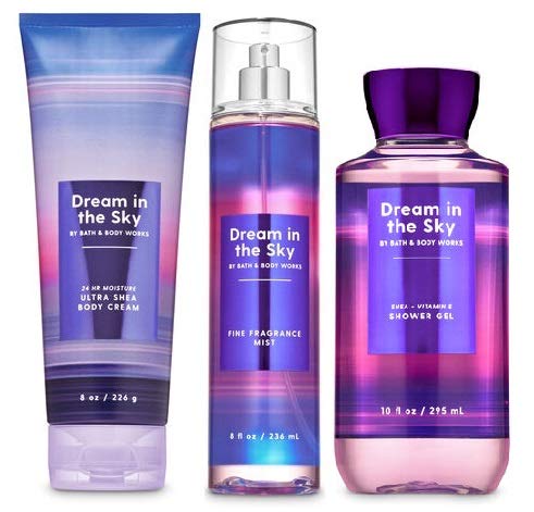 Bath & Body Works Dream in the Sky Lavender Clouds Trio Gift Set - Full Size Body Cream, Shower Gel & Fragrance Mist - Relaxing Aromatherapy Set for Self-Care & Gifts