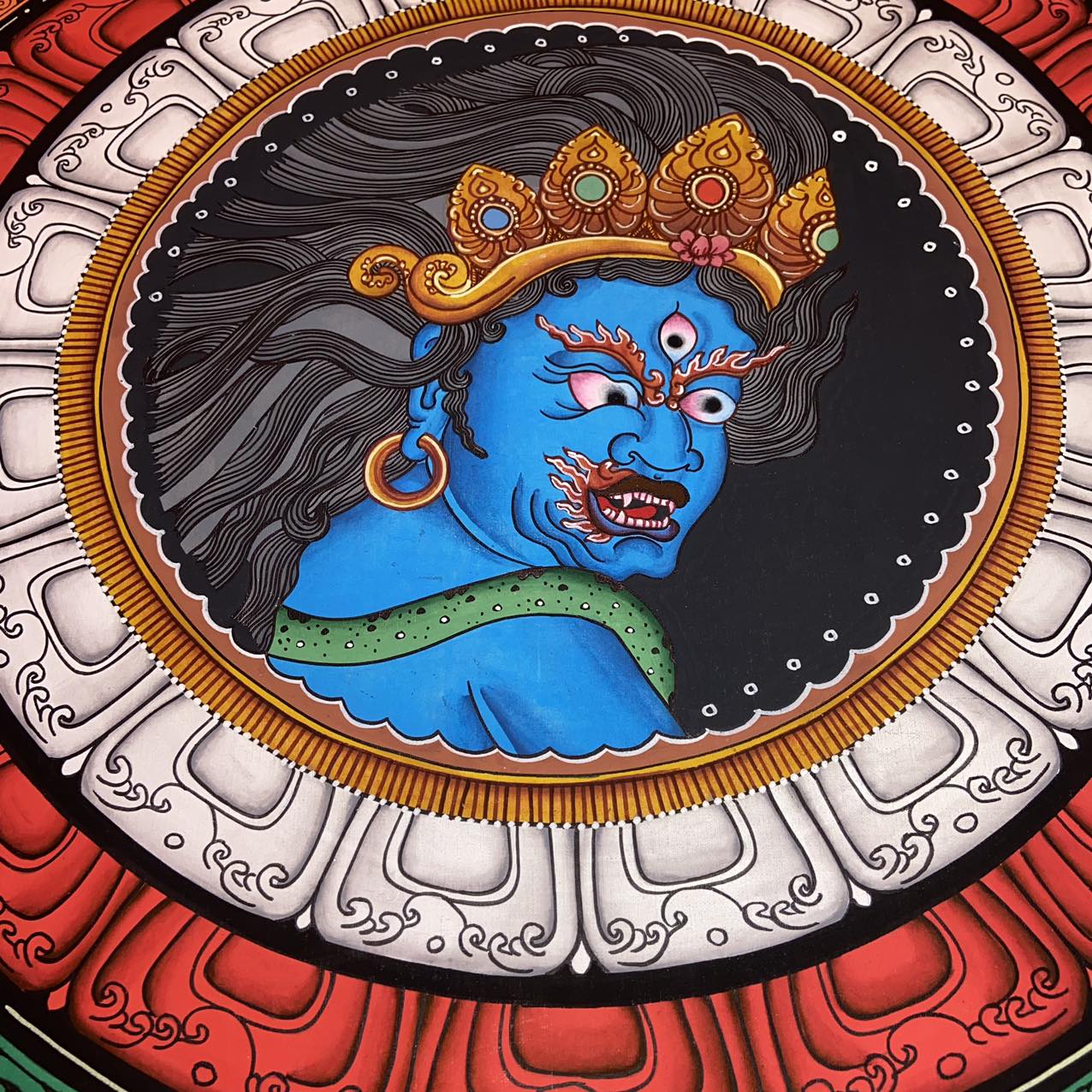 Authentic Bhairav Mandala Thangka Handmade Tibetan Buddhist Wall Art - Perfect for Home Decor, Meditation & Spiritual Practices