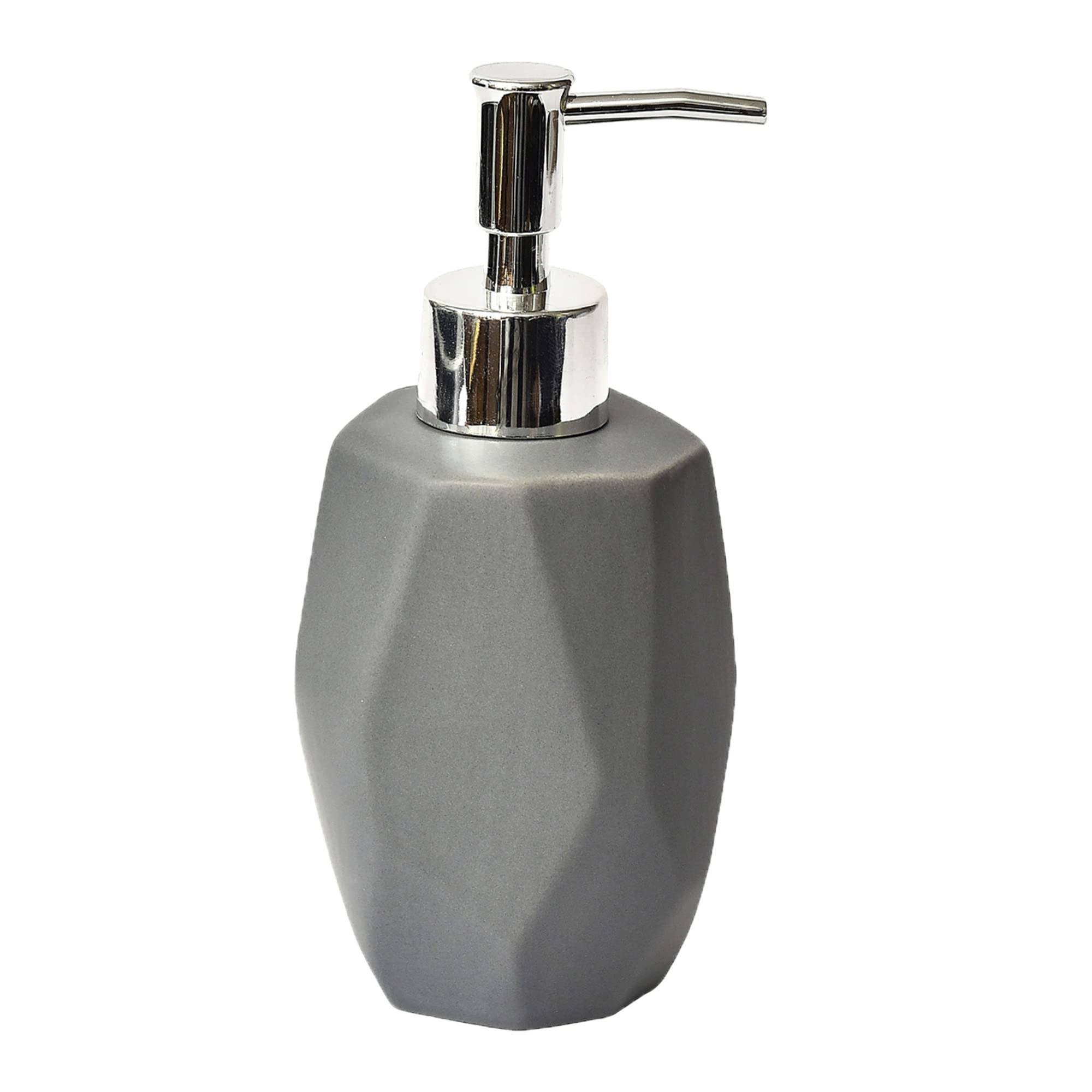 Premium Diamond Stoneware Grey Soap and Lotion Dispenser for Bathroom - Elegant Touch for Modern Vanities, Guest Bathrooms & Spa-Like Showers