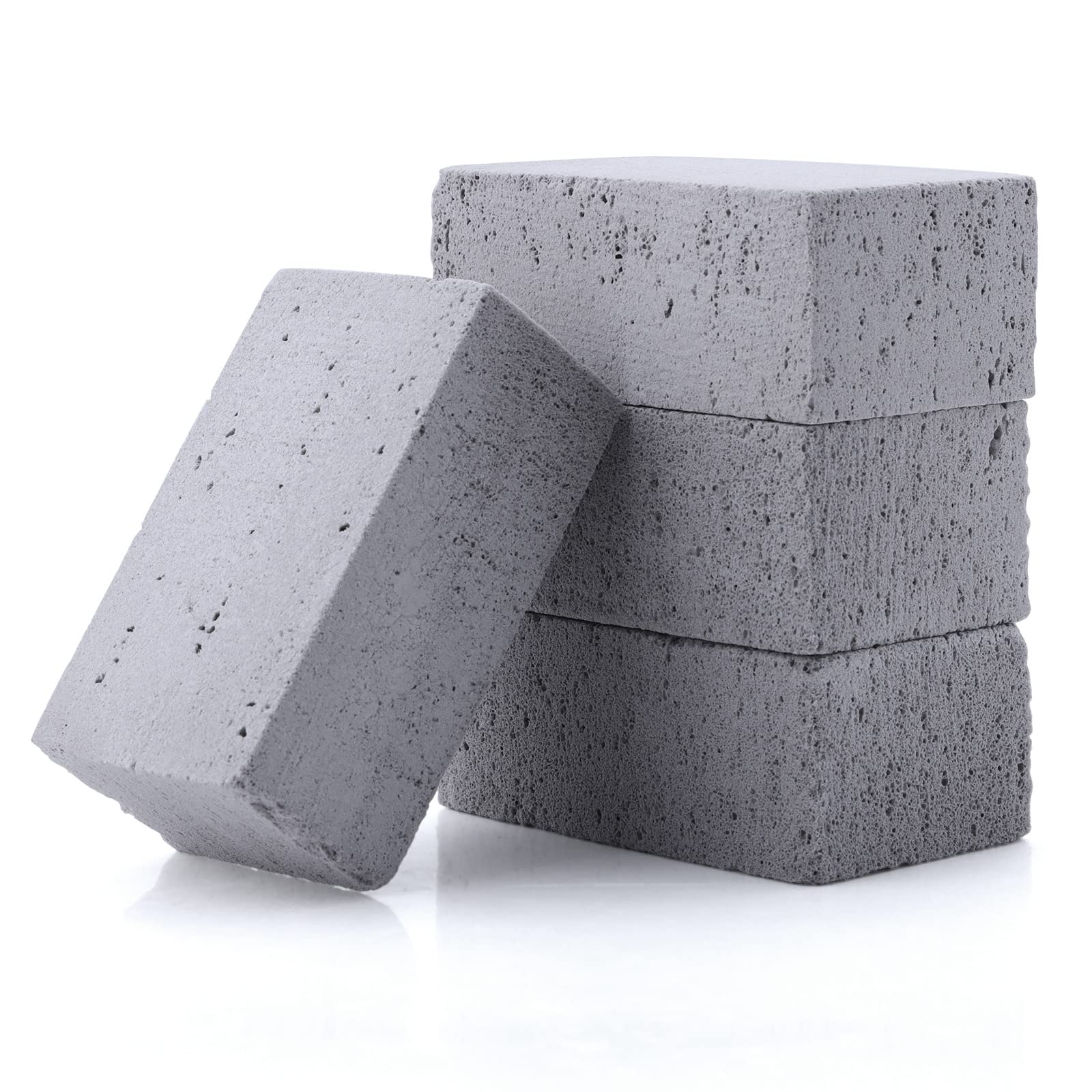 HaSteeL Grill Cleaning Brick Kit of 4 - Commercial Grade Pumice Stone for Removing Stains on Griddles, Flat Tops, Racks & Cast Iron - Reusable Grill Block Cleaner for BBQ, Sink & Kitchen Use