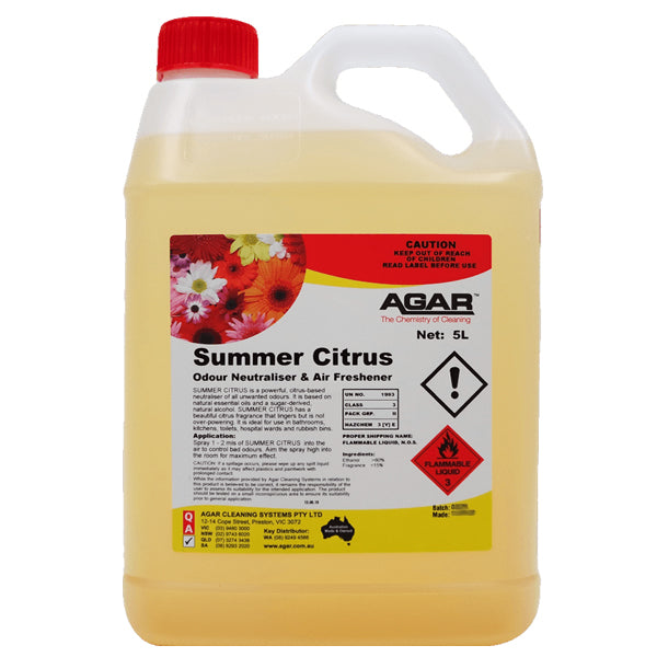 Agar Summer Citrus Odor Neutralizer & Air Freshener - Eliminate Bad Smells in Home, Car, Office & Bathroom | Long-Lasting Fresh Citrus Scent