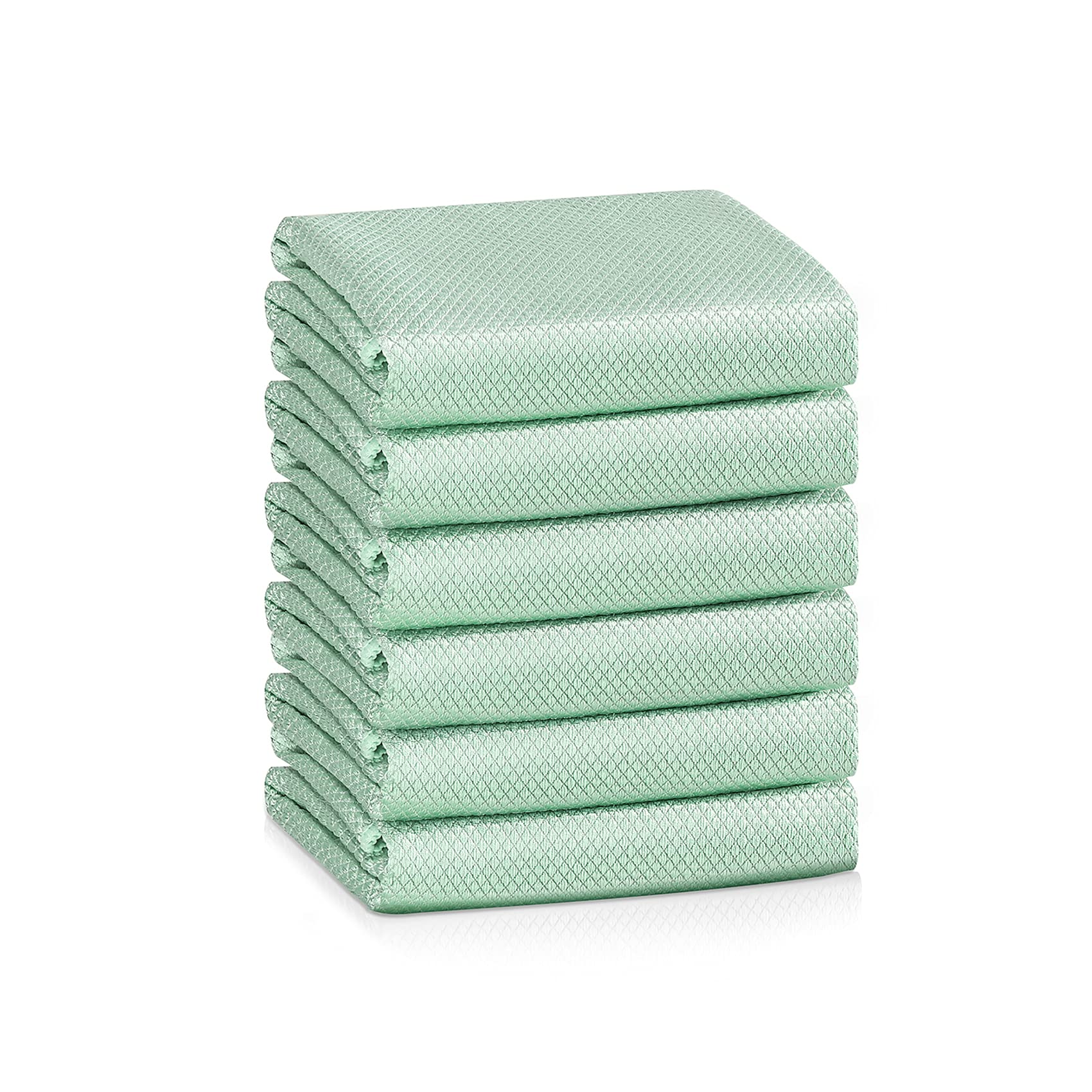 Premium Nanoscale Microfiber Cleaning Cloths - 6 Pack Streak-Free Glass & Surface Cleaning Towels for Windows, Car Mirrors, Windshields - Ultra Soft Lint-Free Polishing Cloths for Home, Office & Auto Care (Green)