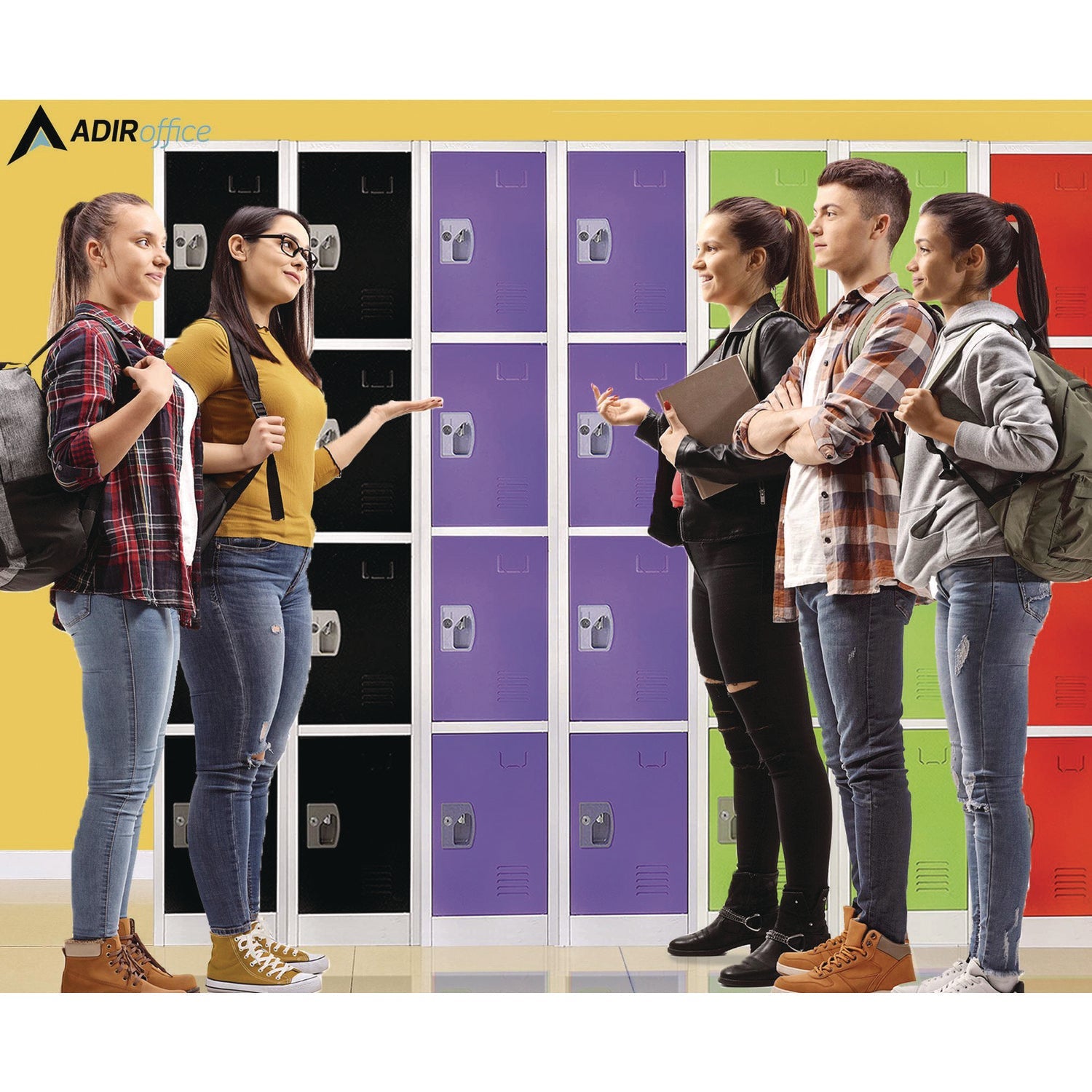 AdirOffice 4-Compartment Steel Storage Locker - 12