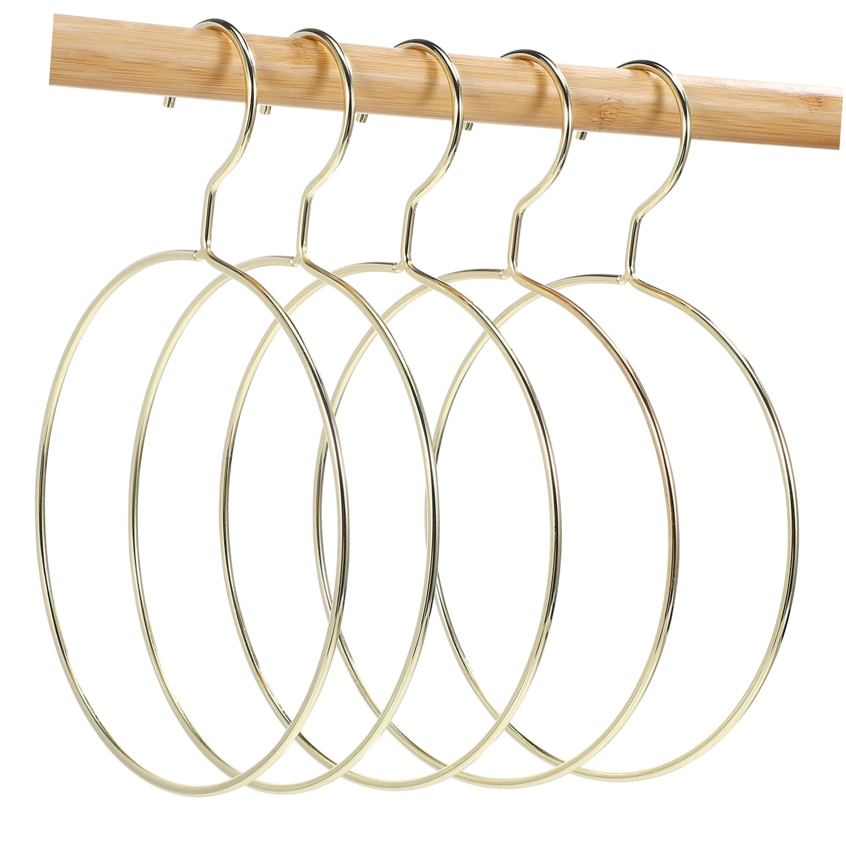 5pcs Heavy Duty Underwire Bikini Belt Rack - Gold Circle Tie Rack & Belt Ring Hanger for Pants, Scarves, Towels Organization - Perfect for Closet Storage and Wardrobe Accessories Display