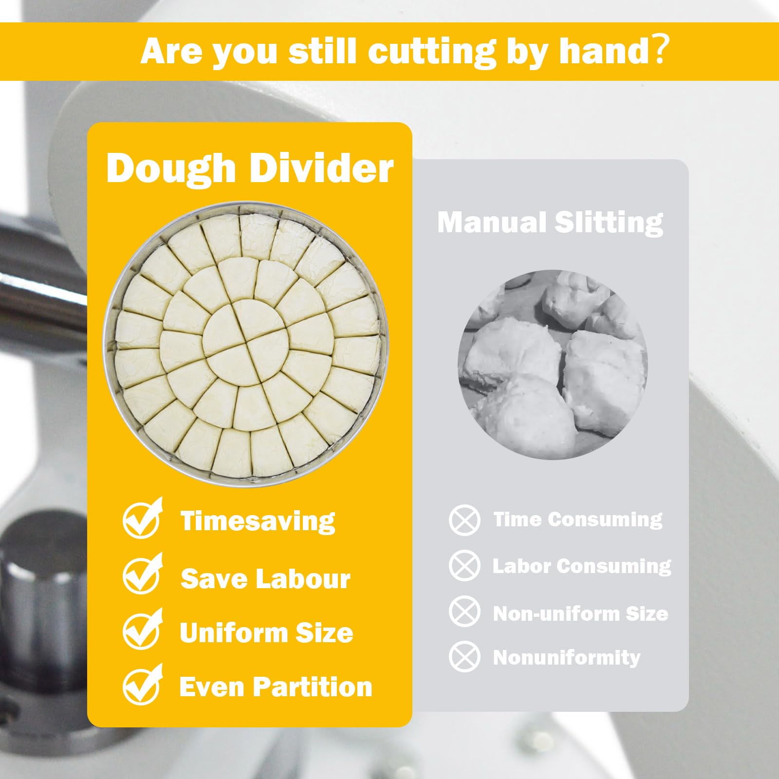 TECHTONGDA Commercial Dough Divider Rounder Machine - Manual 36-Piece Dough Cutter with Hand Press for Bread & Bakery | Perfect for Pizza, Pastry & Bun Making in Restaurants & Bakeries