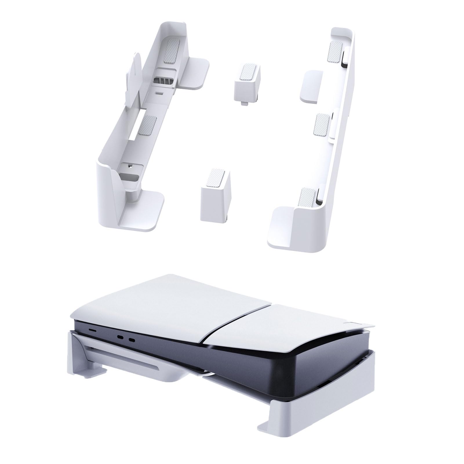 Thin Horizontal Stand for PS5 Slim Disc/Digital Edition - White Accessory for Laying Down PS5 Slim Console - Compatible with PS5 Slim DE/UHD - Perfect for Gaming Setups & Entertainment Centers